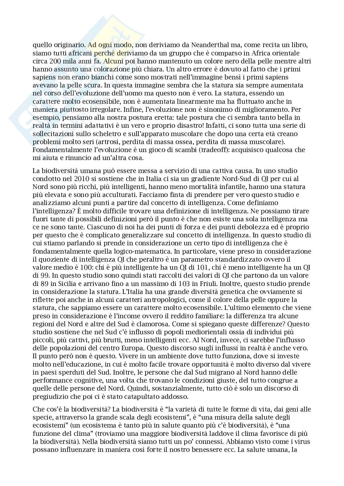 Appunti esame Biodiversità ed evoluzione umana (BEU) Pag. 2