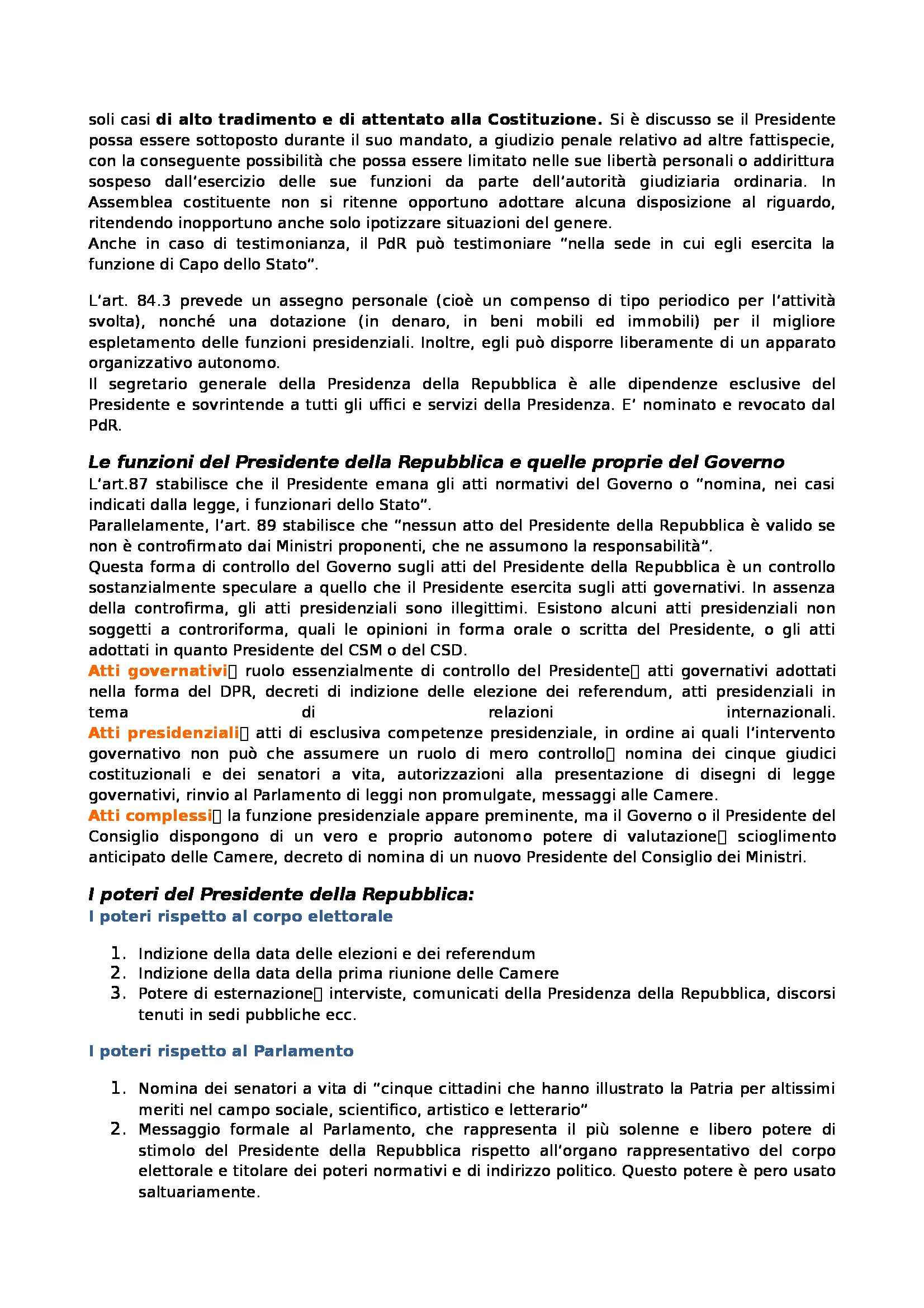 Diritto pubblico - Presidente della Repubblica e Governo Pag. 2