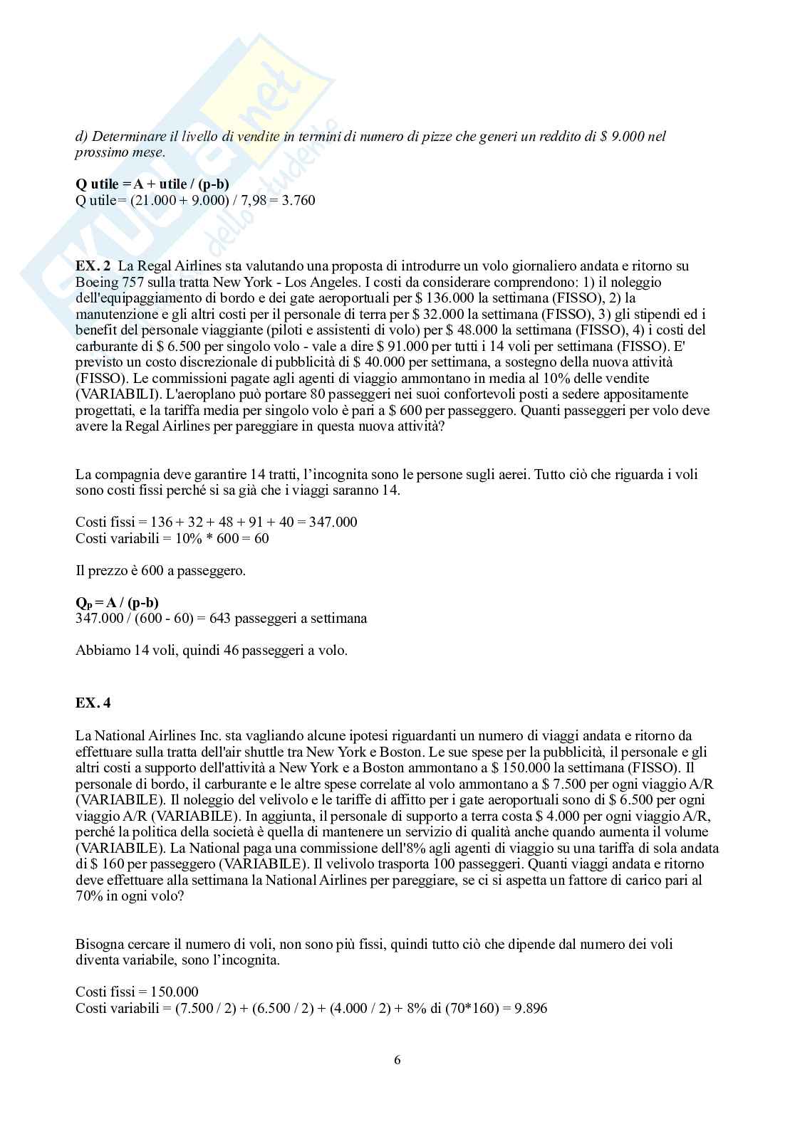 Controllo di gestione – Parte 2 – Esercitazioni e casi svolti (Tree, Rolling, Sedital) Pag. 6