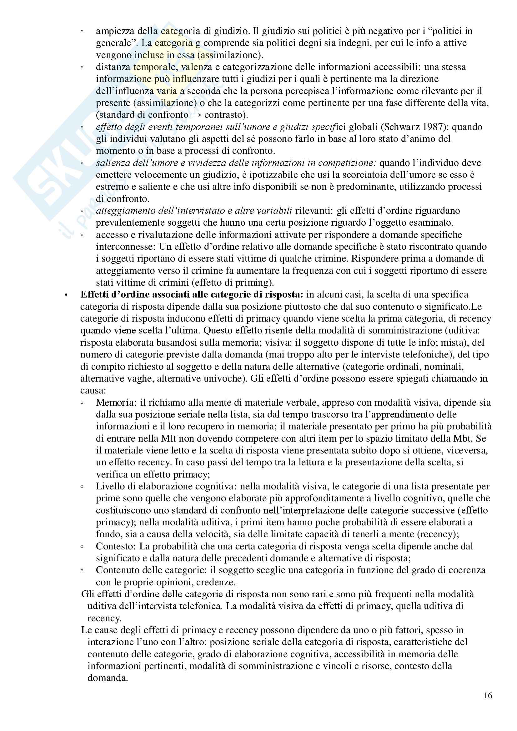 Riassunto esame Tecniche dell'intervista e del questionario, prof. Zammuner Pag. 16