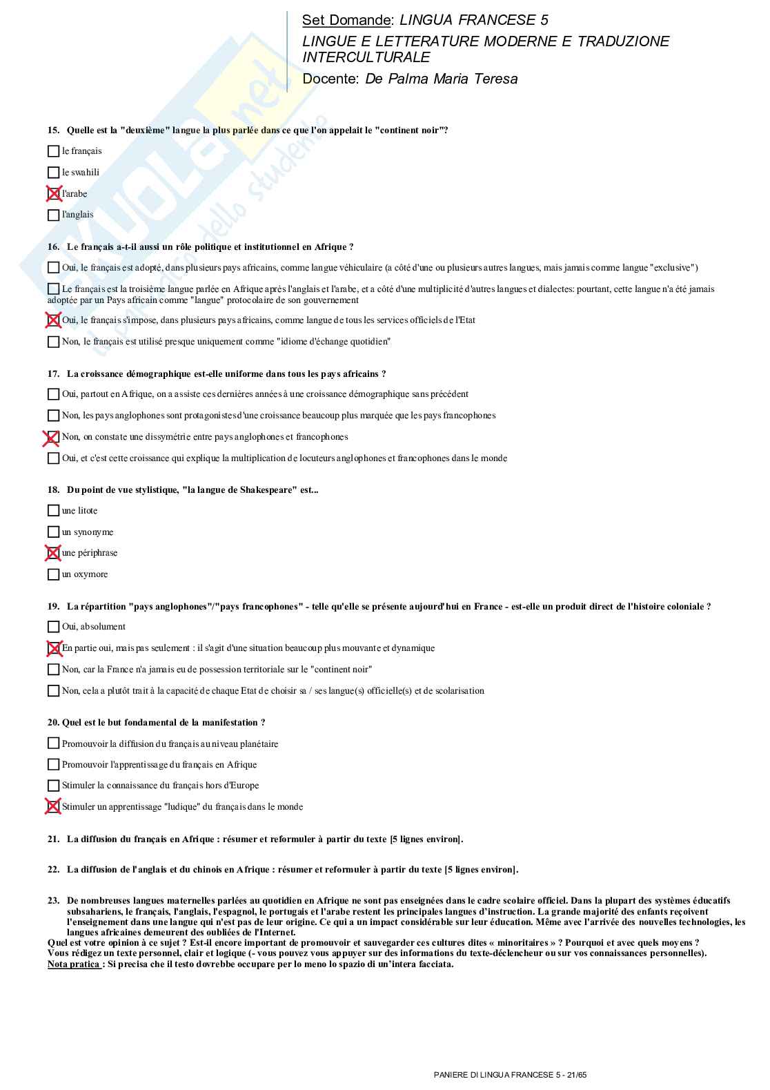 Lingua francese 5 Pag. 21