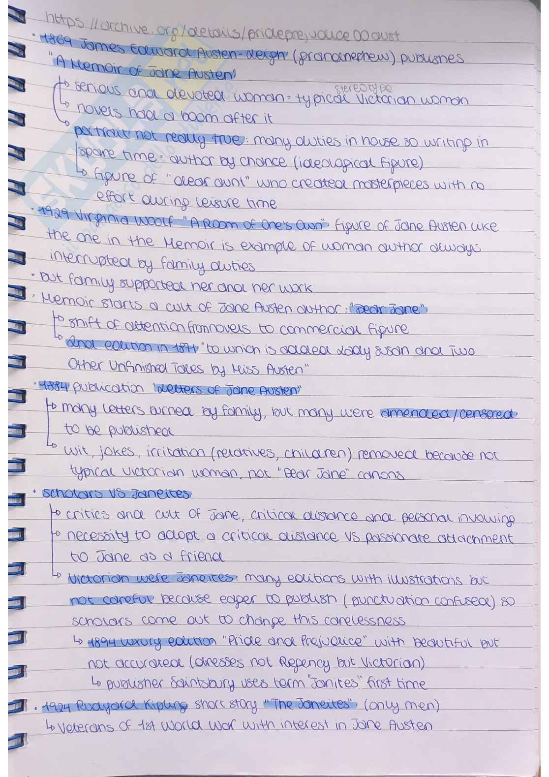 Riassunto esame Letteratura inglese, Prof. Perletti Greta, libro consigliato Northanger Abbey, Pride and Prejudice, Jane Austen Pag. 11