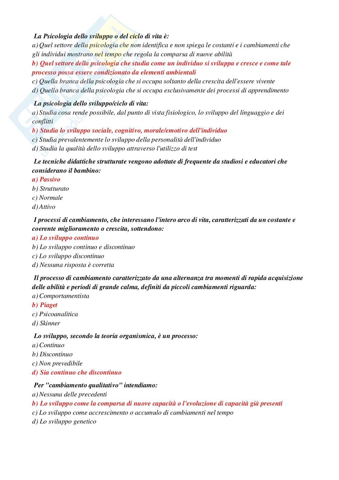 Paniere Psicologia del ciclo di vita Pag. 1