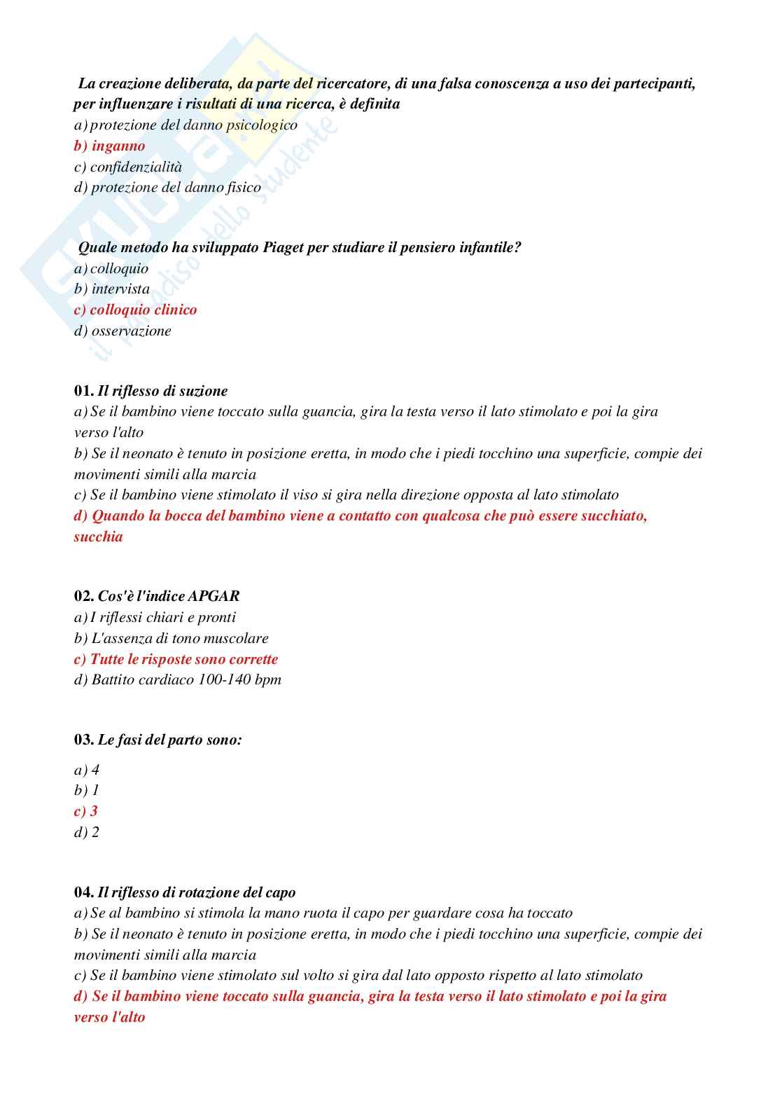 Paniere Psicologia del ciclo di vita Pag. 11