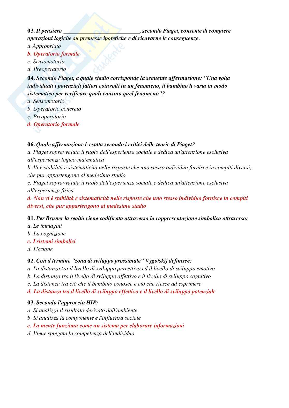 Paniere Psicologia del ciclo di vita Pag. 26