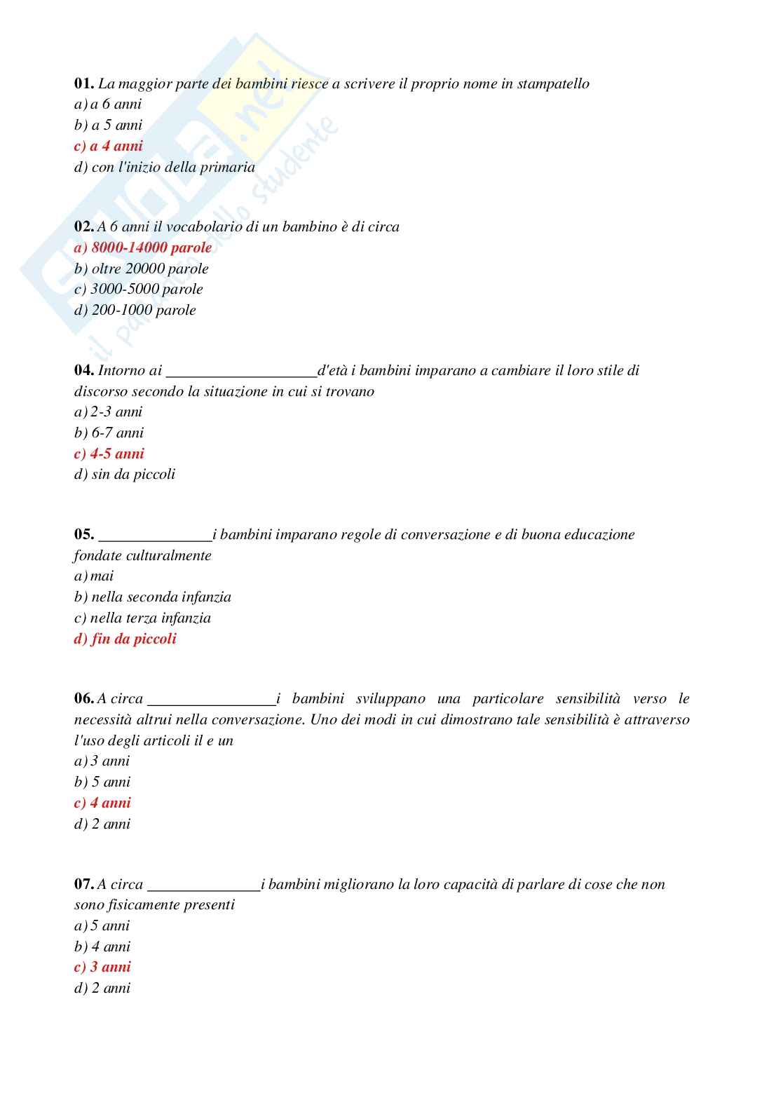 Paniere Psicologia del ciclo di vita Pag. 31