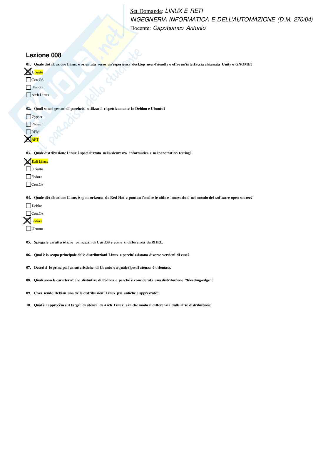 Risposte domande chiuse Linux e Reti aggiornate 2026  Pag. 11