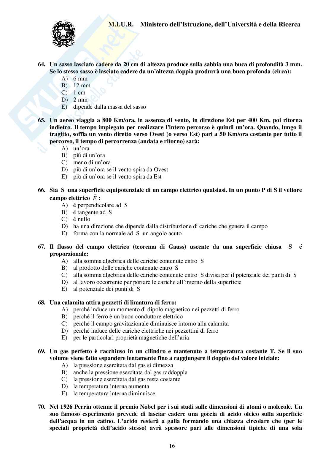Test ingresso Medicina - a.a. 2005/06 Pag. 16