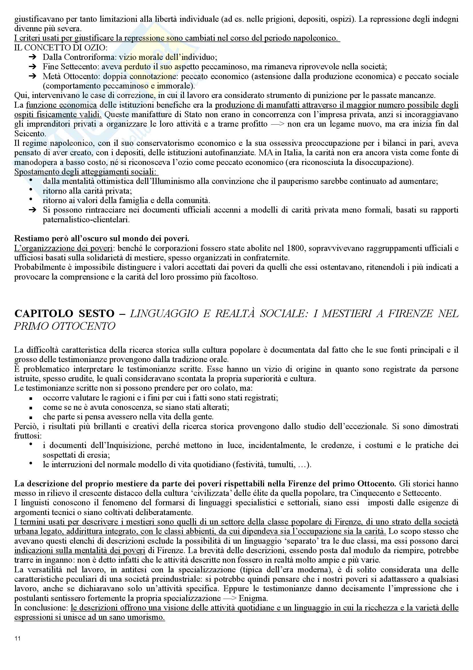 Riassunto esame Storia, prof. Levati, libro consigliato Porca Miseria. Poveri e assistenza nell'età modern, Woolf Pag. 11