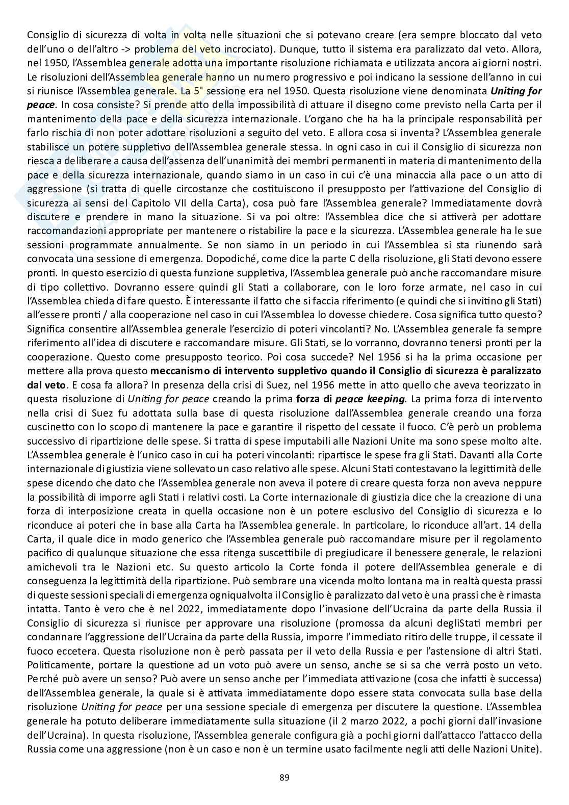 Appunti delle lezioni di Diritto internazionale - ONU   Pag. 26