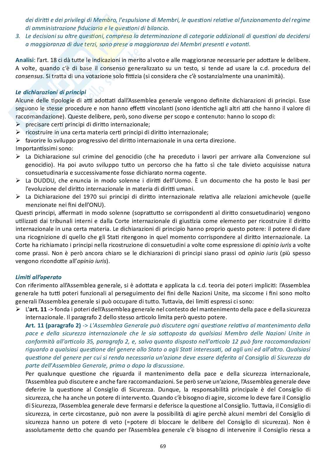 Appunti delle lezioni di Diritto internazionale - ONU   Pag. 6