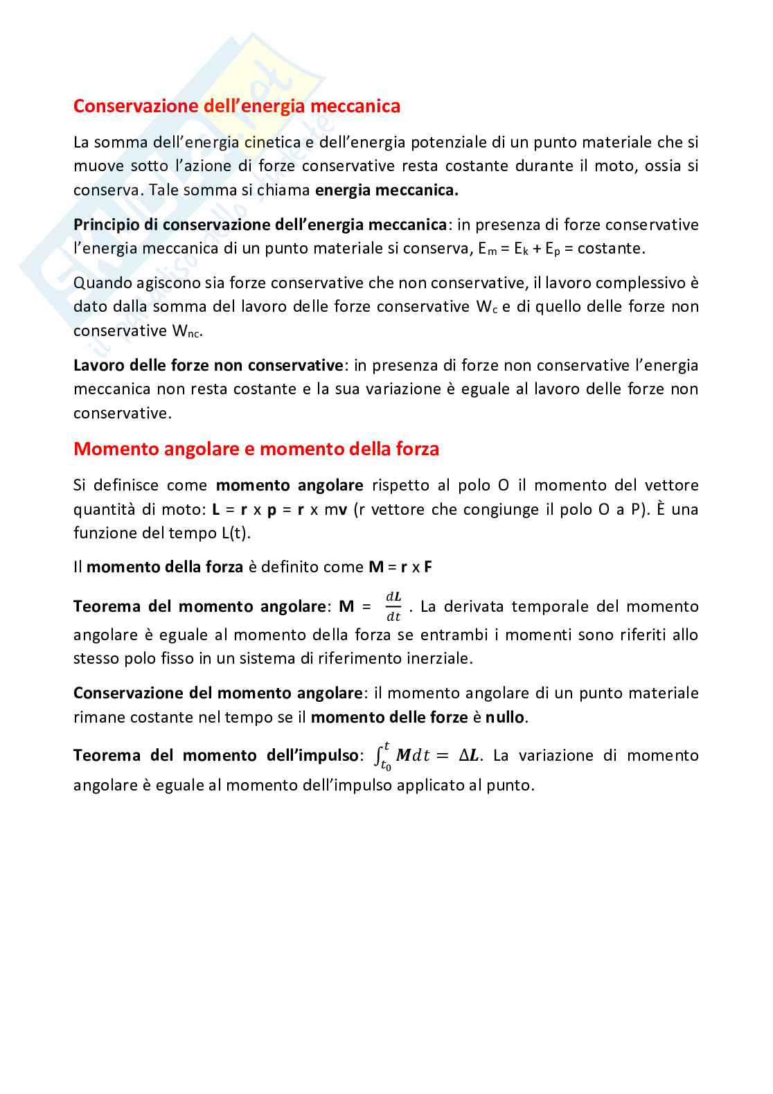 Appunti di Fisica I – Energia, sistemi di punti e corpo rigido Pag. 1