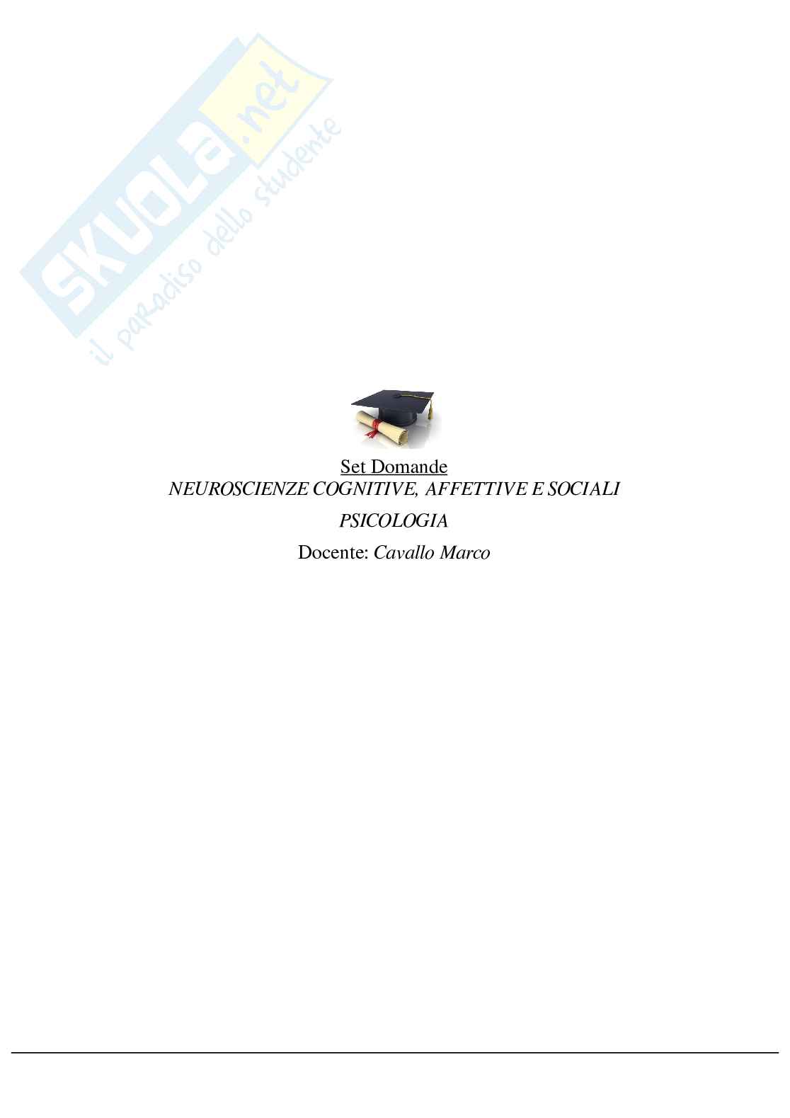 Neuroscienze cognitive, affettive e sociali Pag. 1