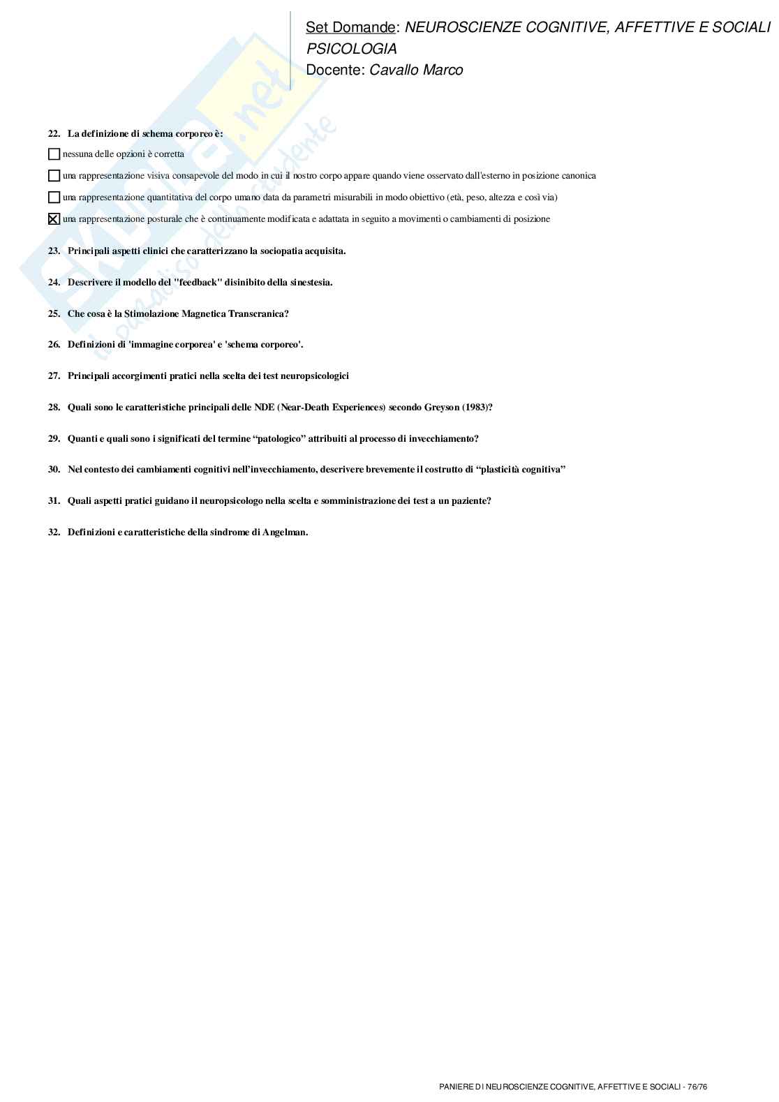 Neuroscienze cognitive, affettive e sociali Pag. 76