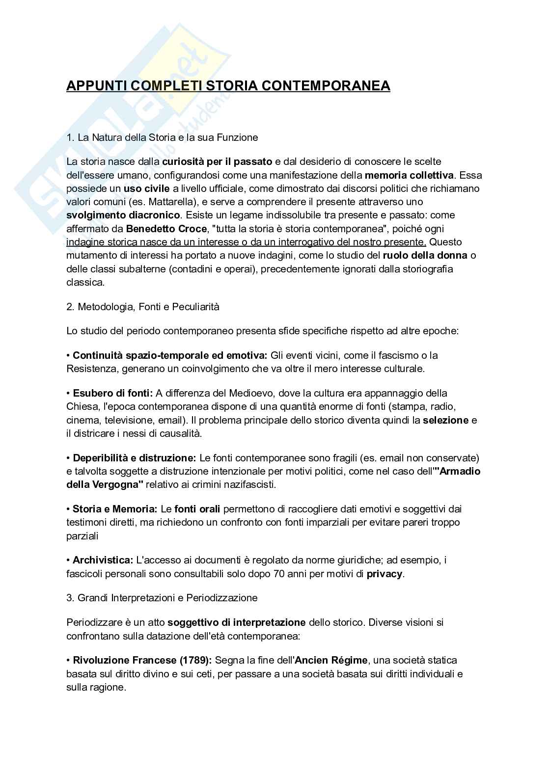 Appunti completi Storia contemporanea Pag. 1