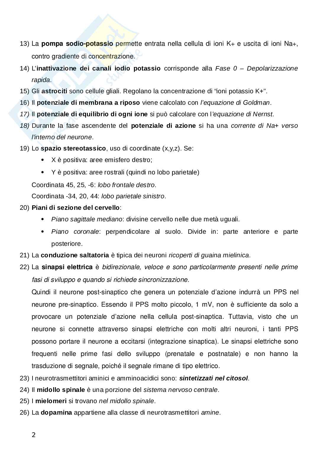 Domande Esame Fondamenti Anatomo-Fisiologici dell'Attività Psichica Pag. 2