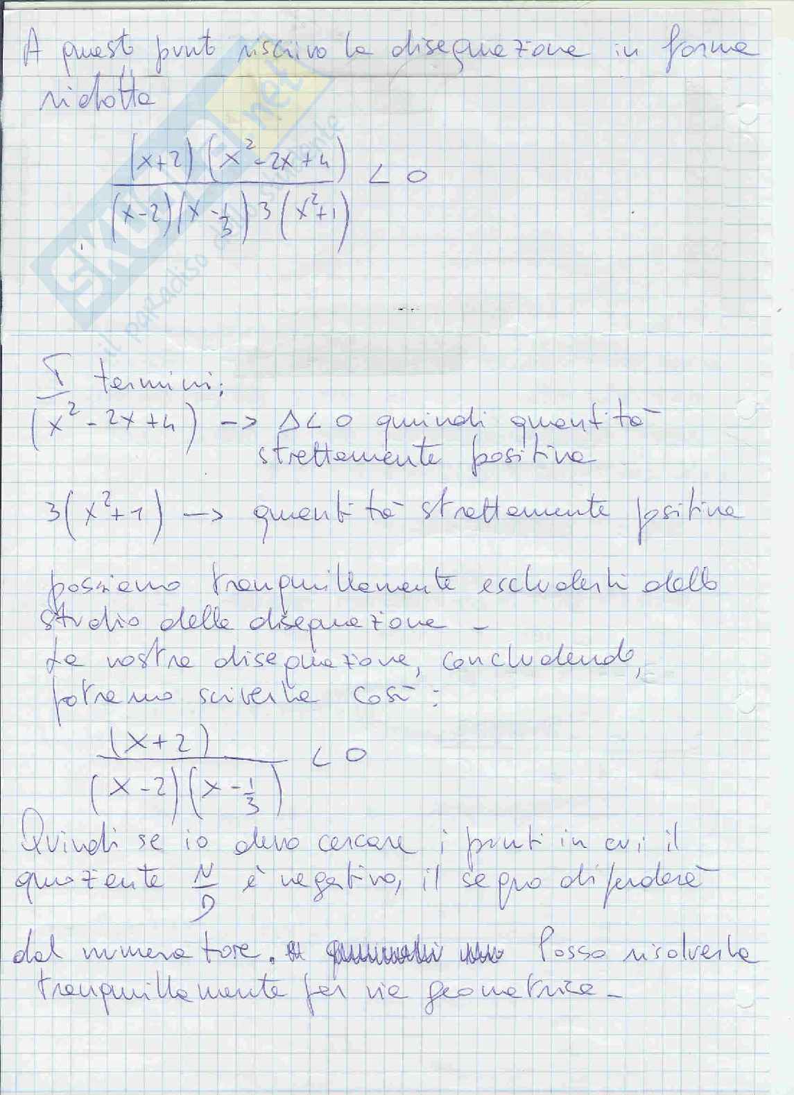 Richiami di algebra. Fattorizzazione dei polinomi. Applicazione alle disequazioni Pag. 6