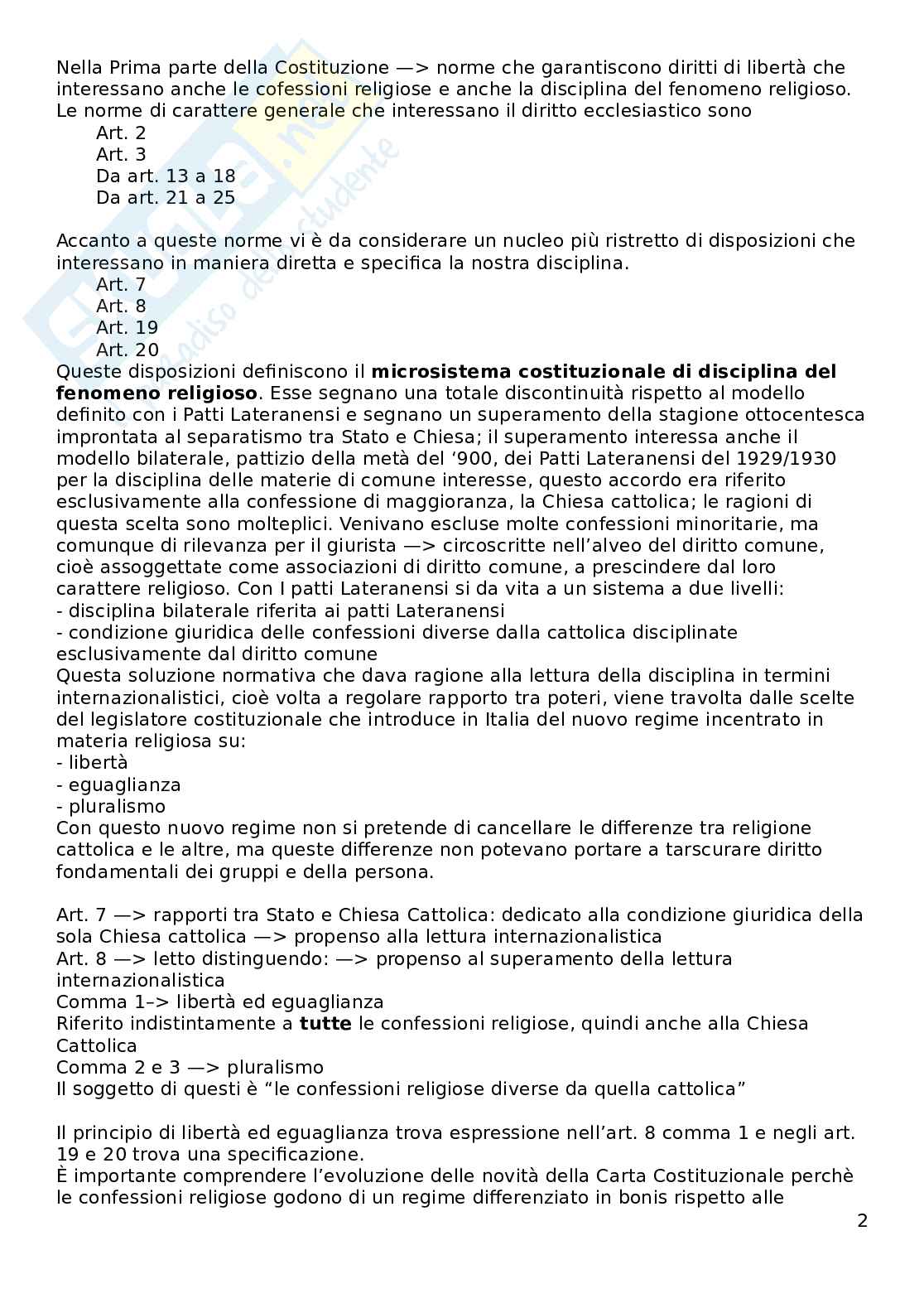 Appunti lezioni Diritto ecclesiastico Pag. 2