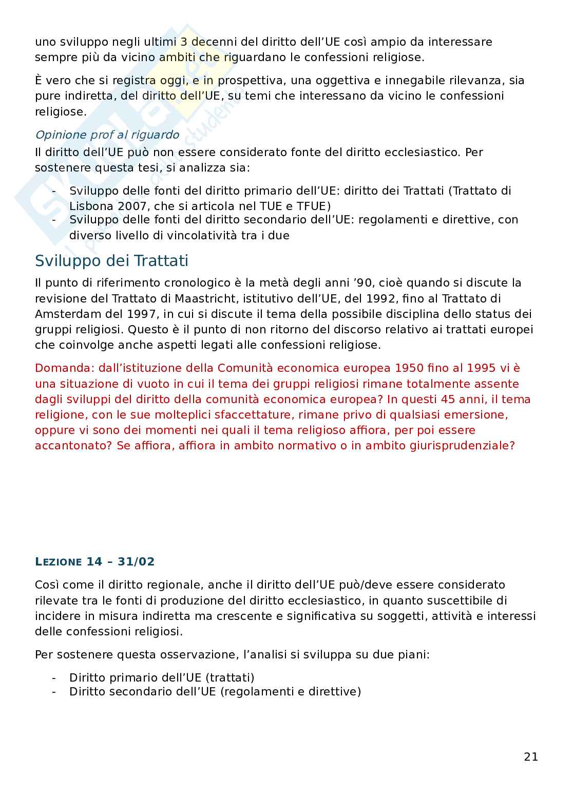 Appunti lezioni Diritto ecclesiastico Pag. 21