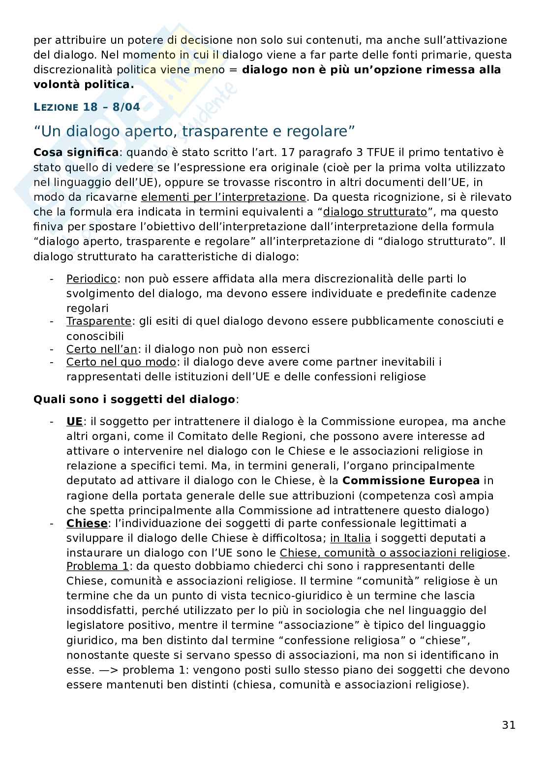 Appunti lezioni Diritto ecclesiastico Pag. 31