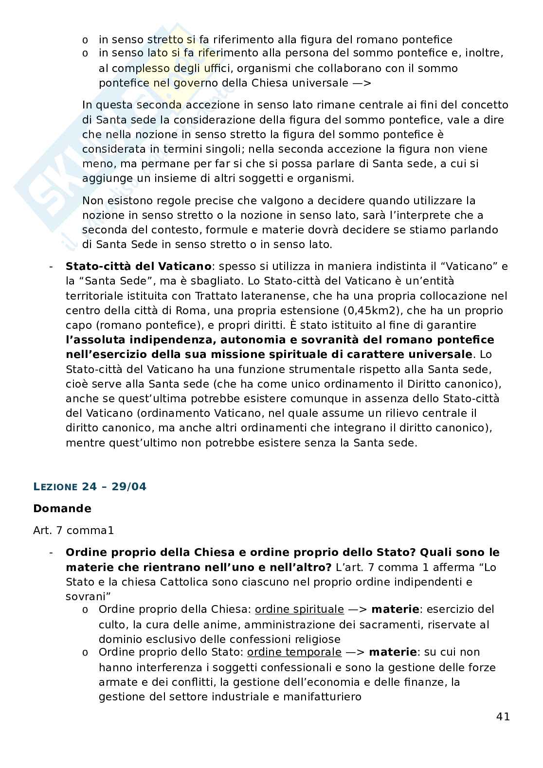Appunti lezioni Diritto ecclesiastico Pag. 41