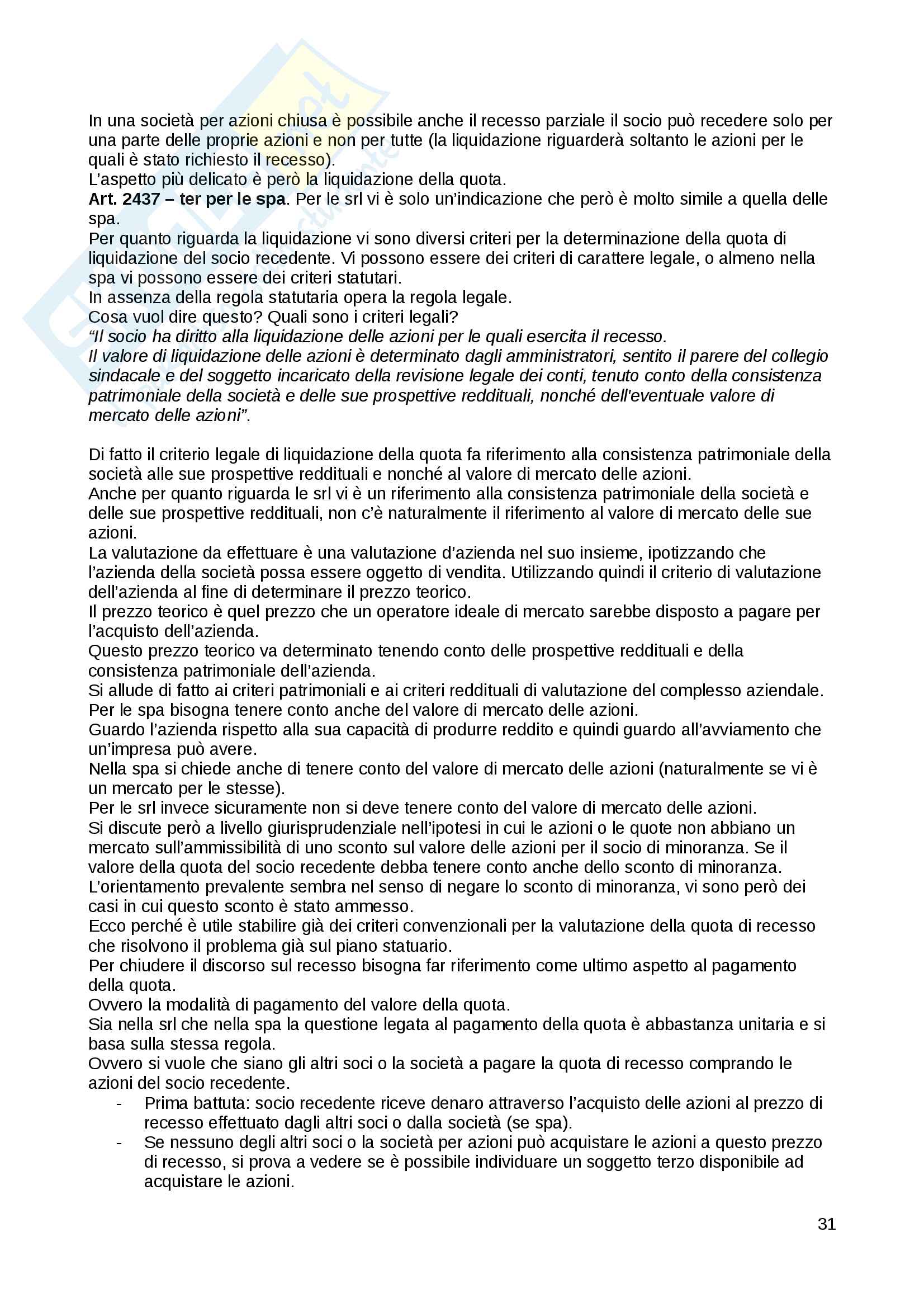 Appunti di diritto delle società validi per il superamento dell'esame con Cetra Pag. 31