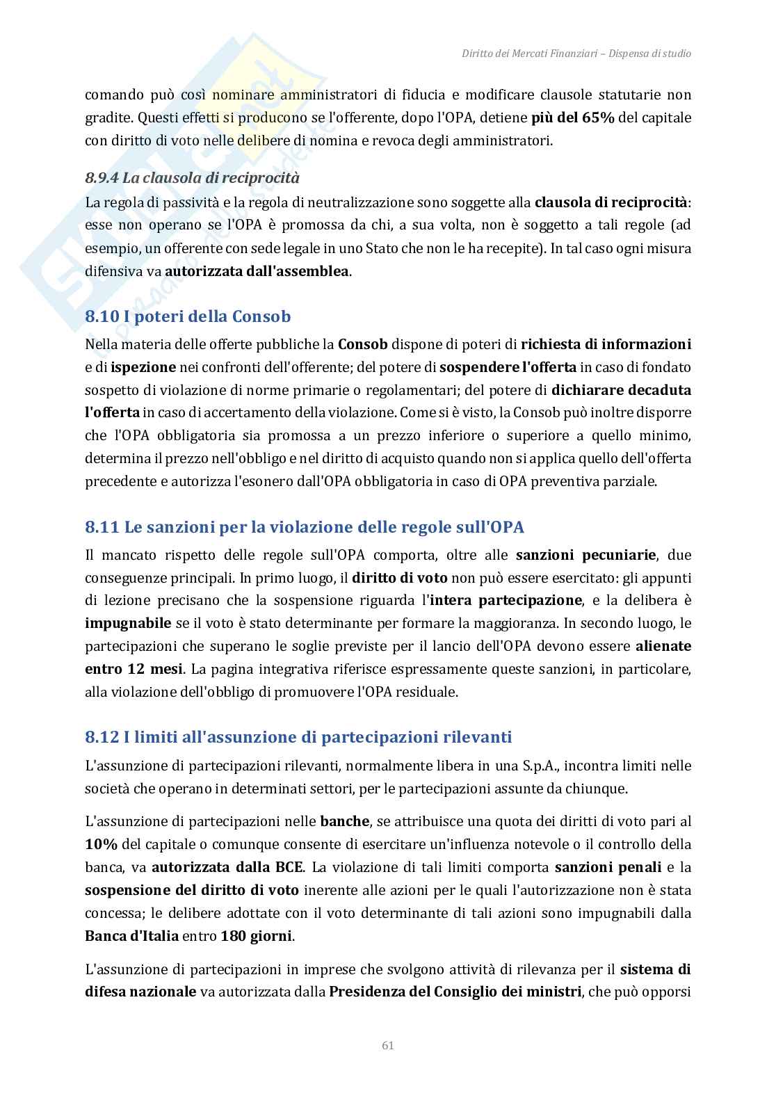 Appunti Diritto dei mercati finanziari + domande d'esame Pag. 61