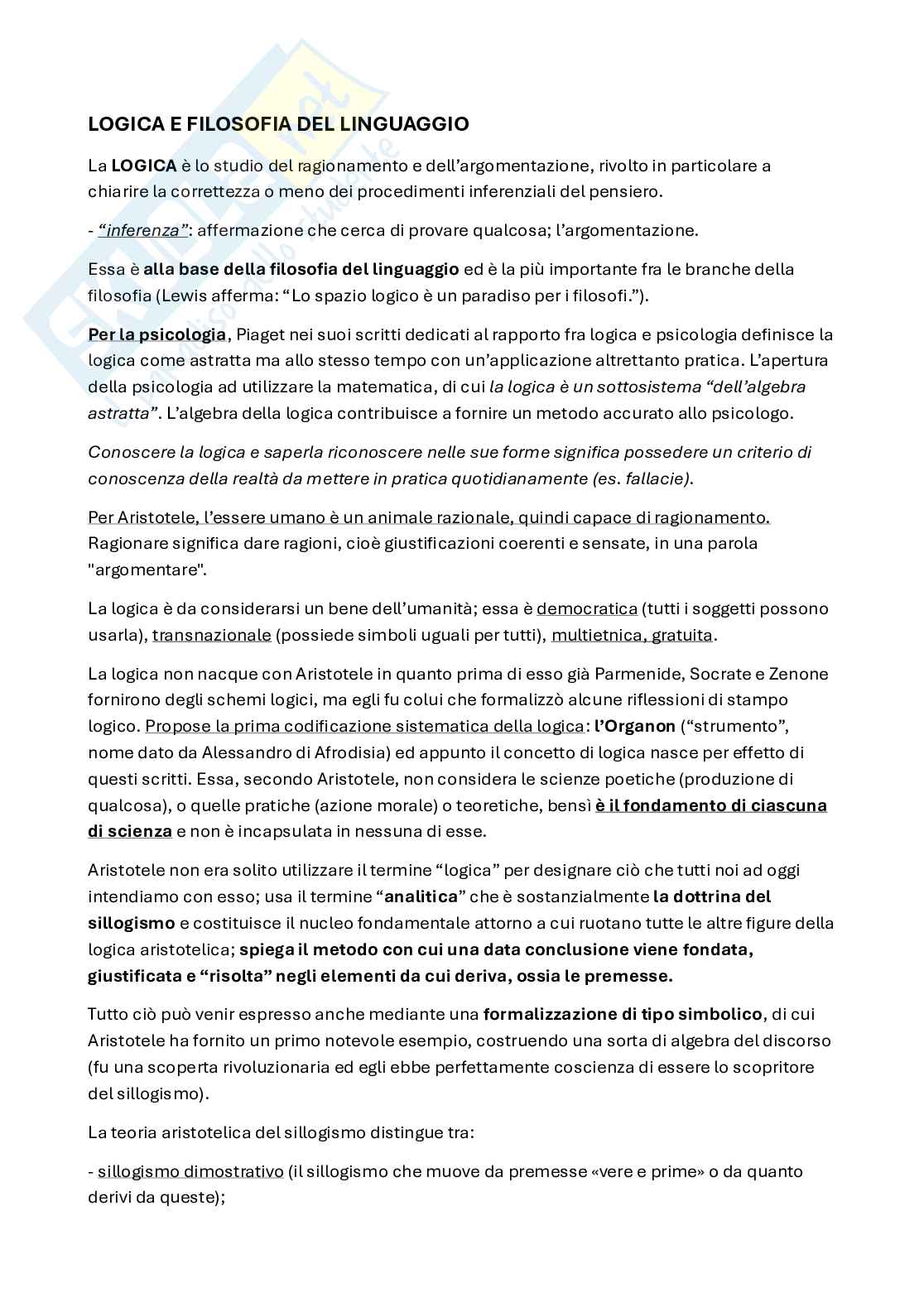 Fondamenti della Logica: storia, struttura e valutazione delle argomentazioni Pag. 1