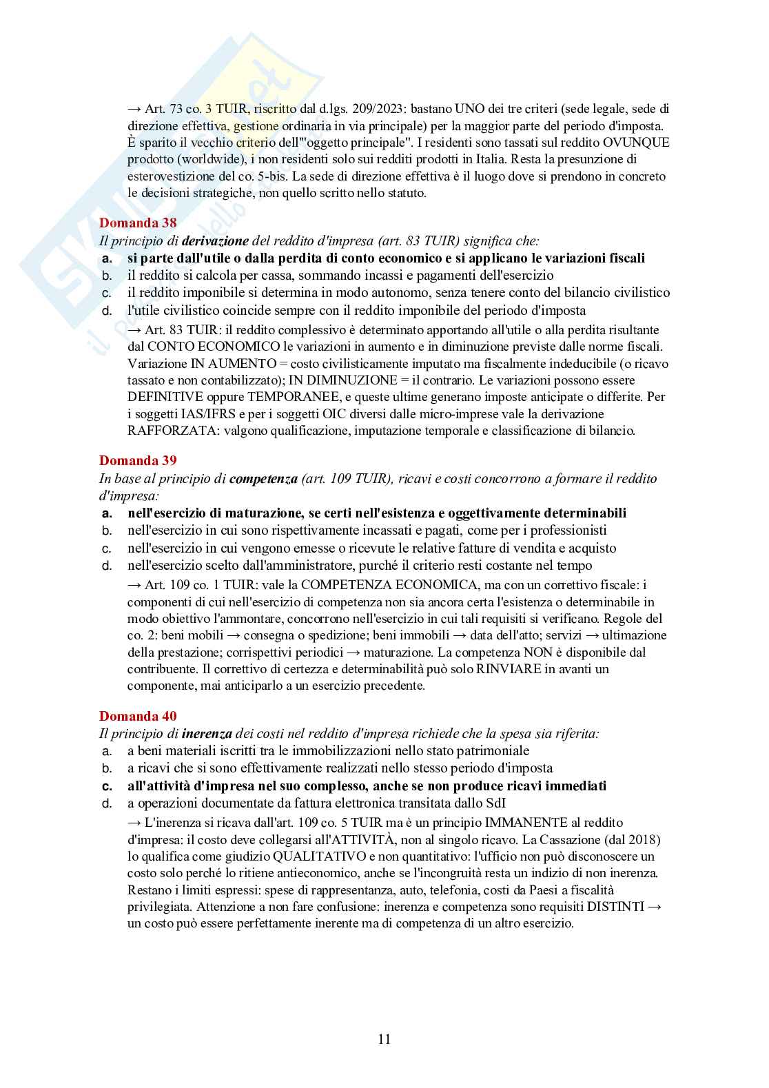 Diritto tributario – 100 crocette commentate (IRPEF, IRES, IVA, accertamento) Pag. 11
