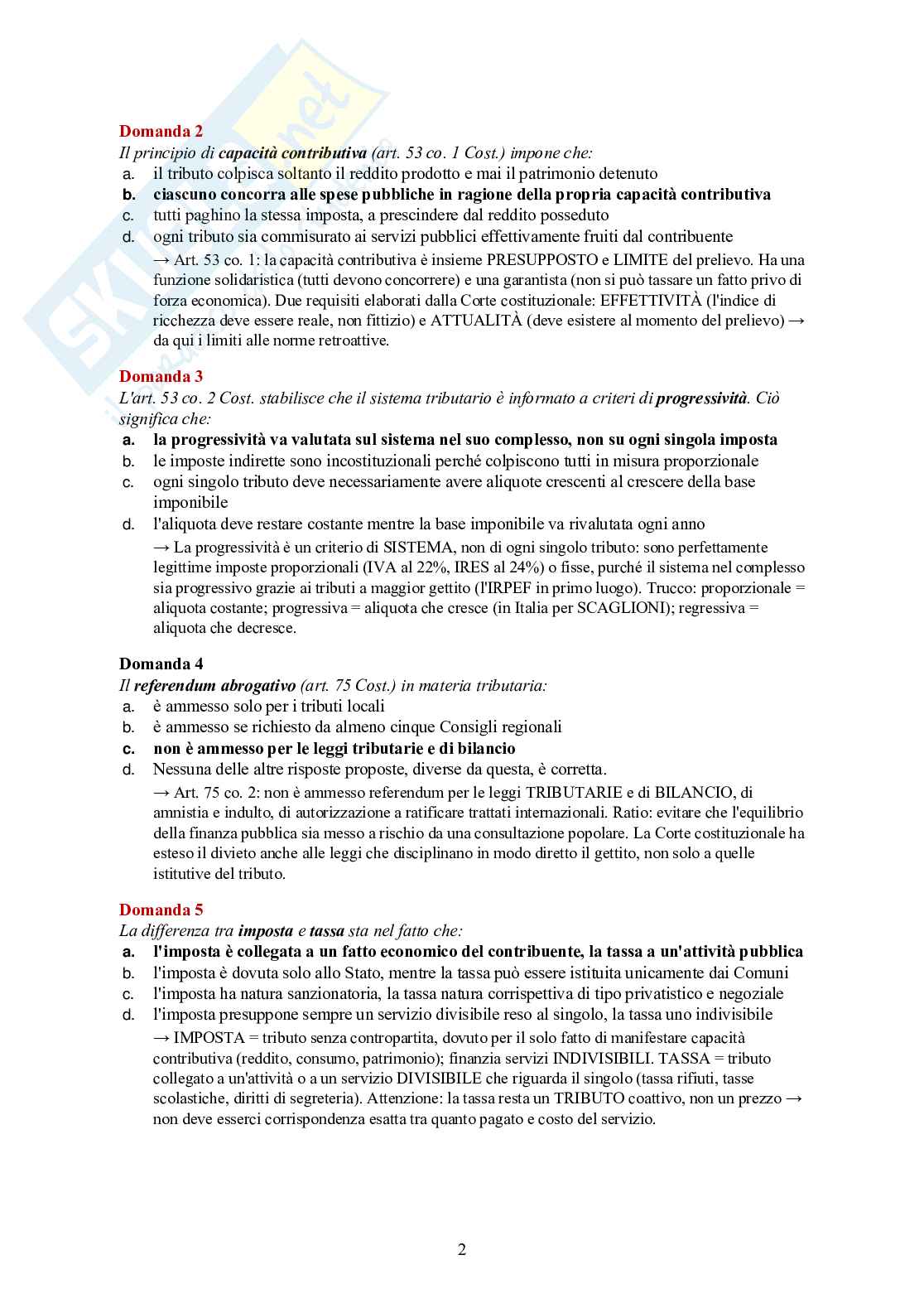 Diritto tributario – 100 crocette commentate (IRPEF, IRES, IVA, accertamento) Pag. 2