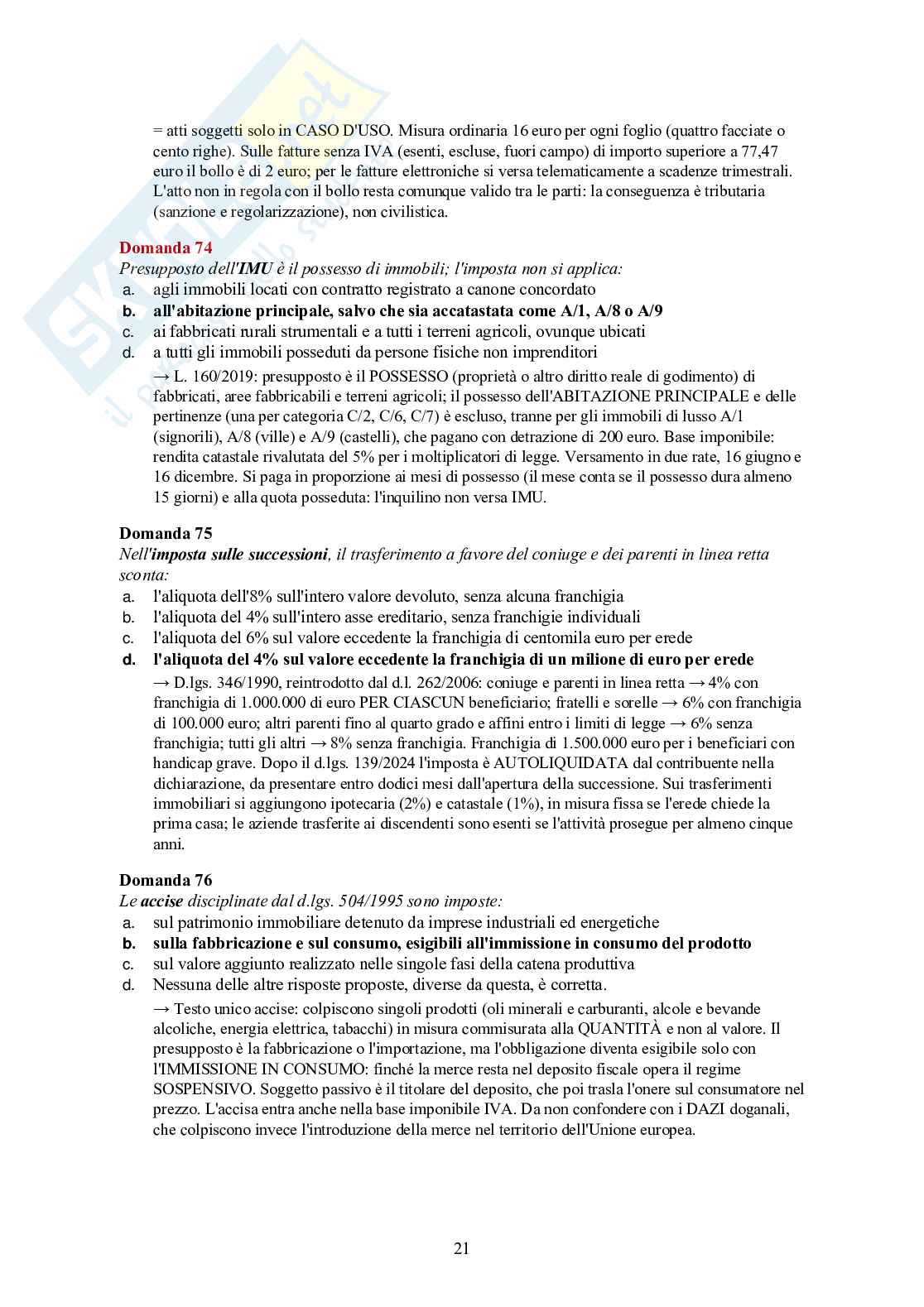 Diritto tributario – 100 crocette commentate (IRPEF, IRES, IVA, accertamento) Pag. 21