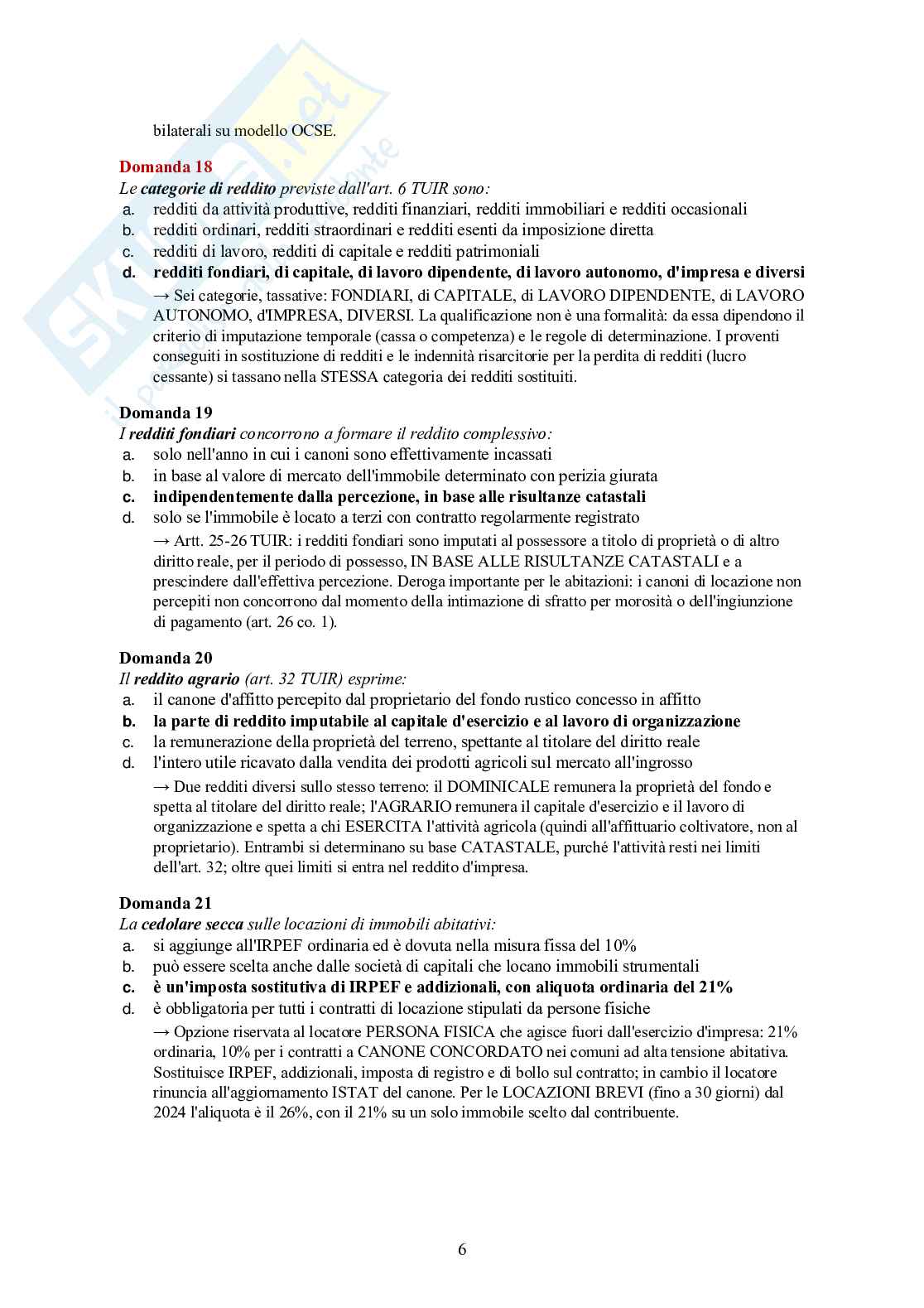 Diritto tributario – 100 crocette commentate (IRPEF, IRES, IVA, accertamento) Pag. 6