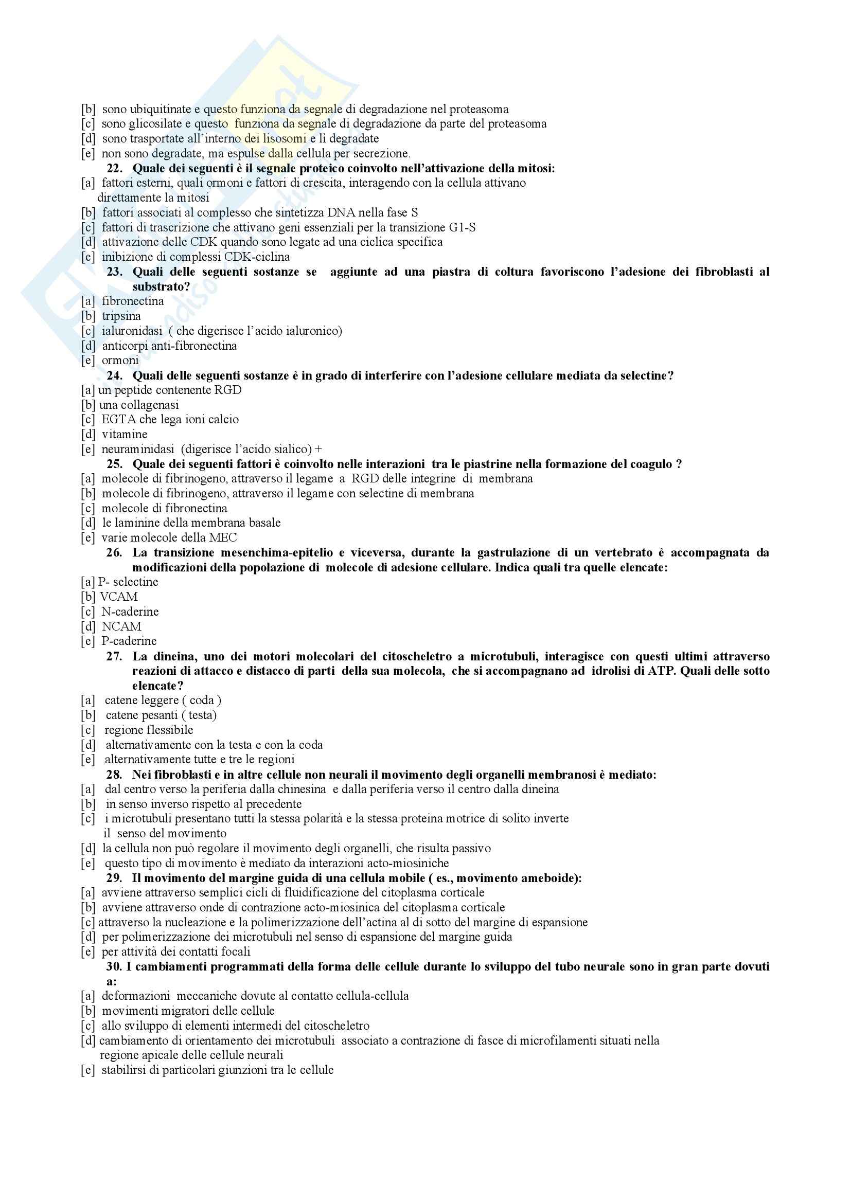 Biologia Applicata - Test di Autovalutazione Pag. 6