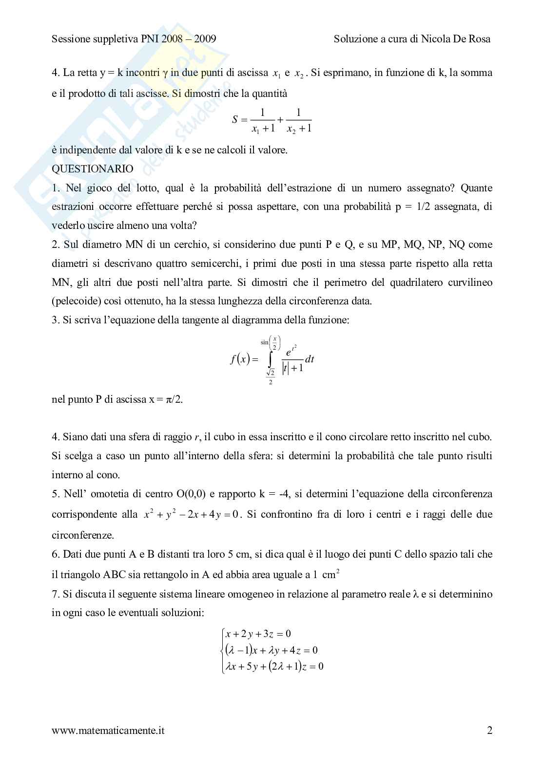 2009 - liceo scientifico pni e sperimentazioni varie prova suppletiva Pag. 2