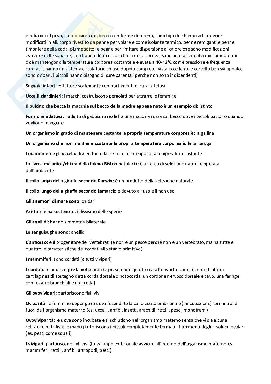 Biologia animale ed etologia (B024375) - Quiz, preparazione esame e ripasso | SFP Notes Vol.04 Pag. 2