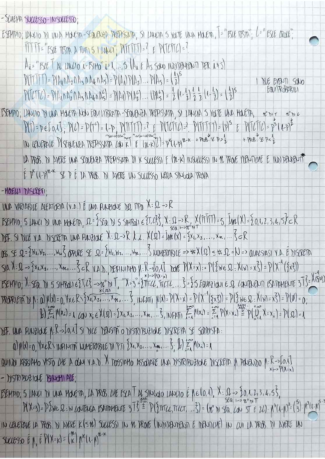 Elementi di calcolo delle probabilità - Appunti completi Pag. 6