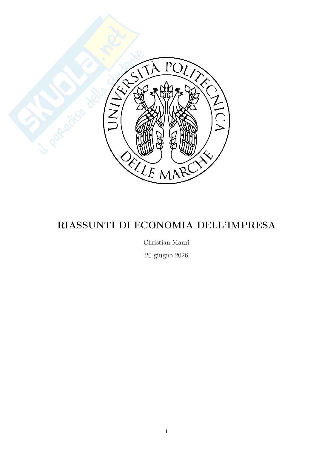 Appunti di economia dell'impresa Pag. 1