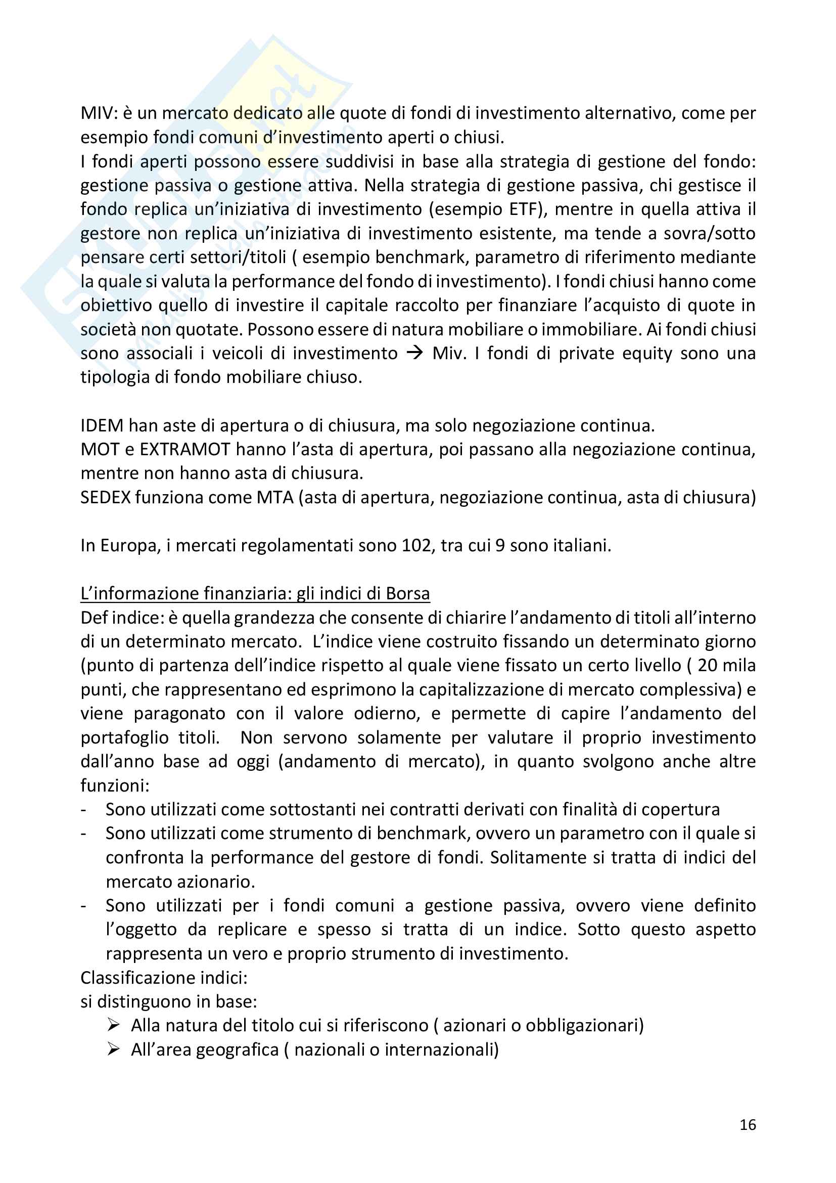 Appunti di Economia del mercato mobiliare Pag. 16