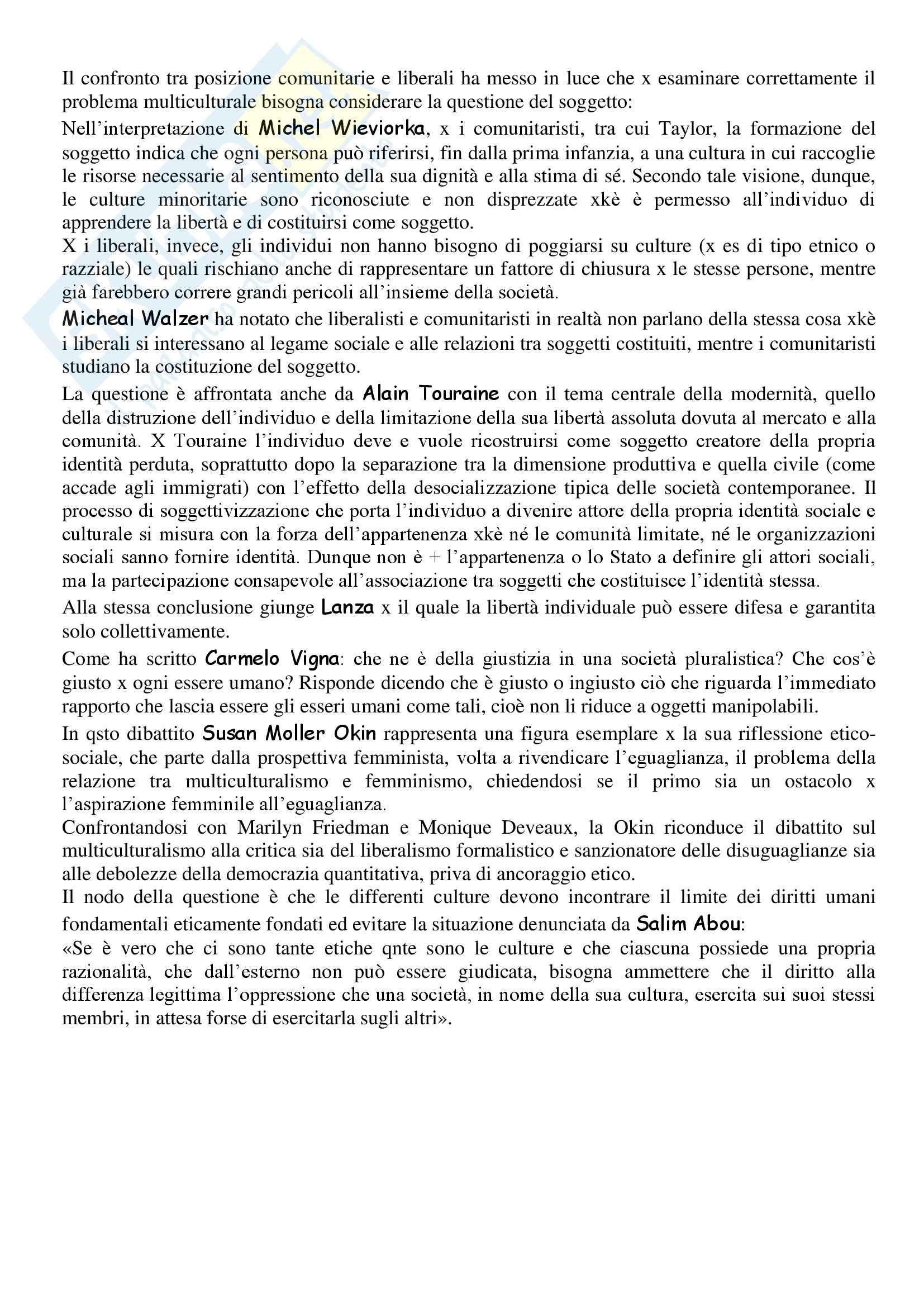 Filosofia dell'educazione - il multiculturalismo e il femminismo Pag. 2