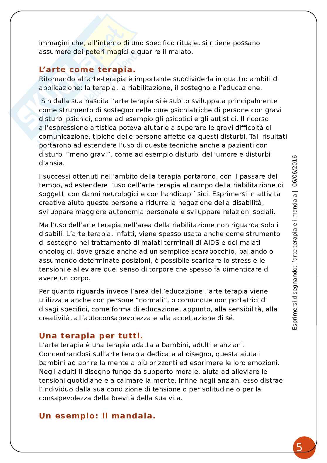 Arte terapia dei mandala, tesina Pag. 6