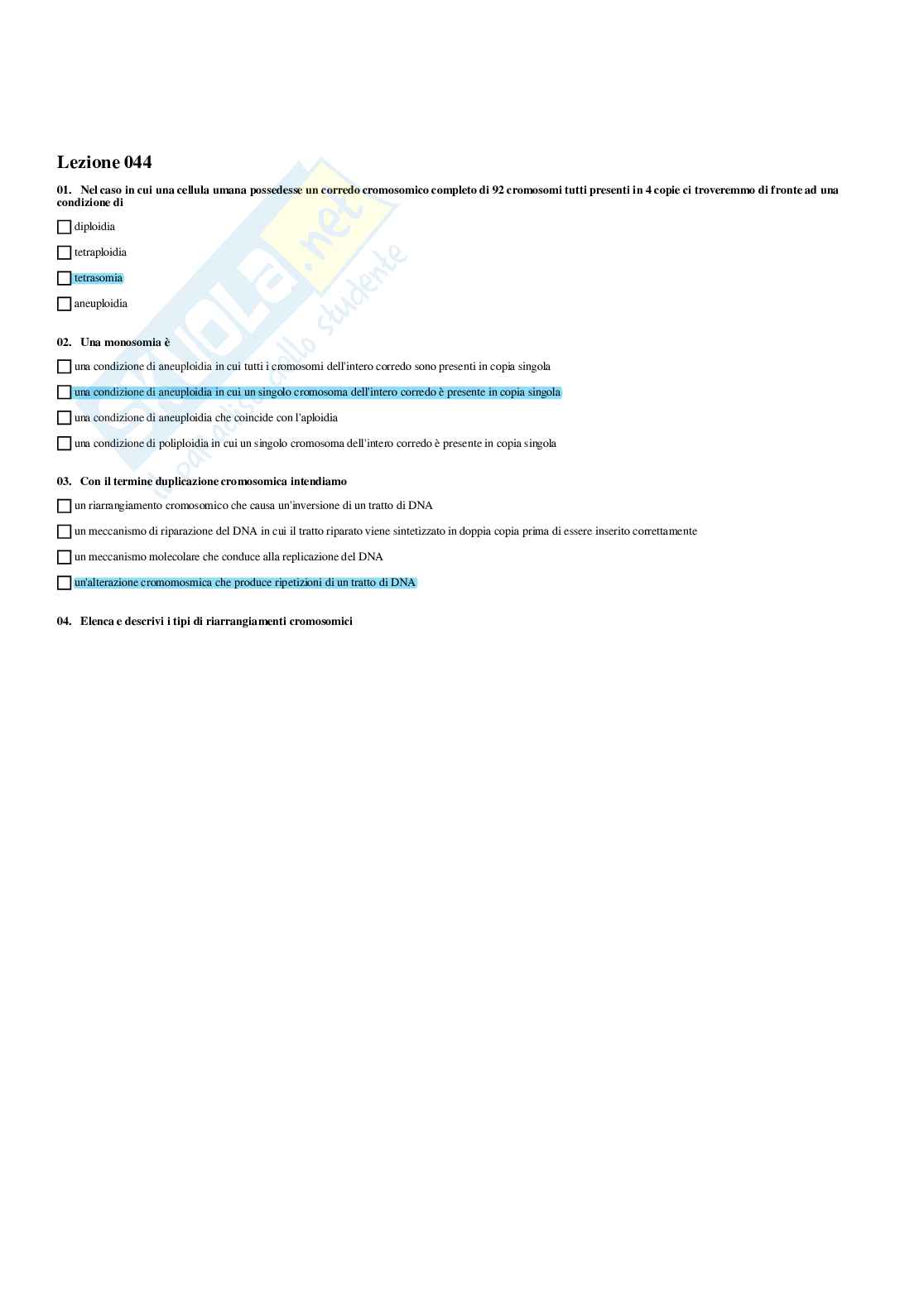 Paniere Fondamenti di biologia e chimica (2026) - Risposte multiple corrette Pag. 46