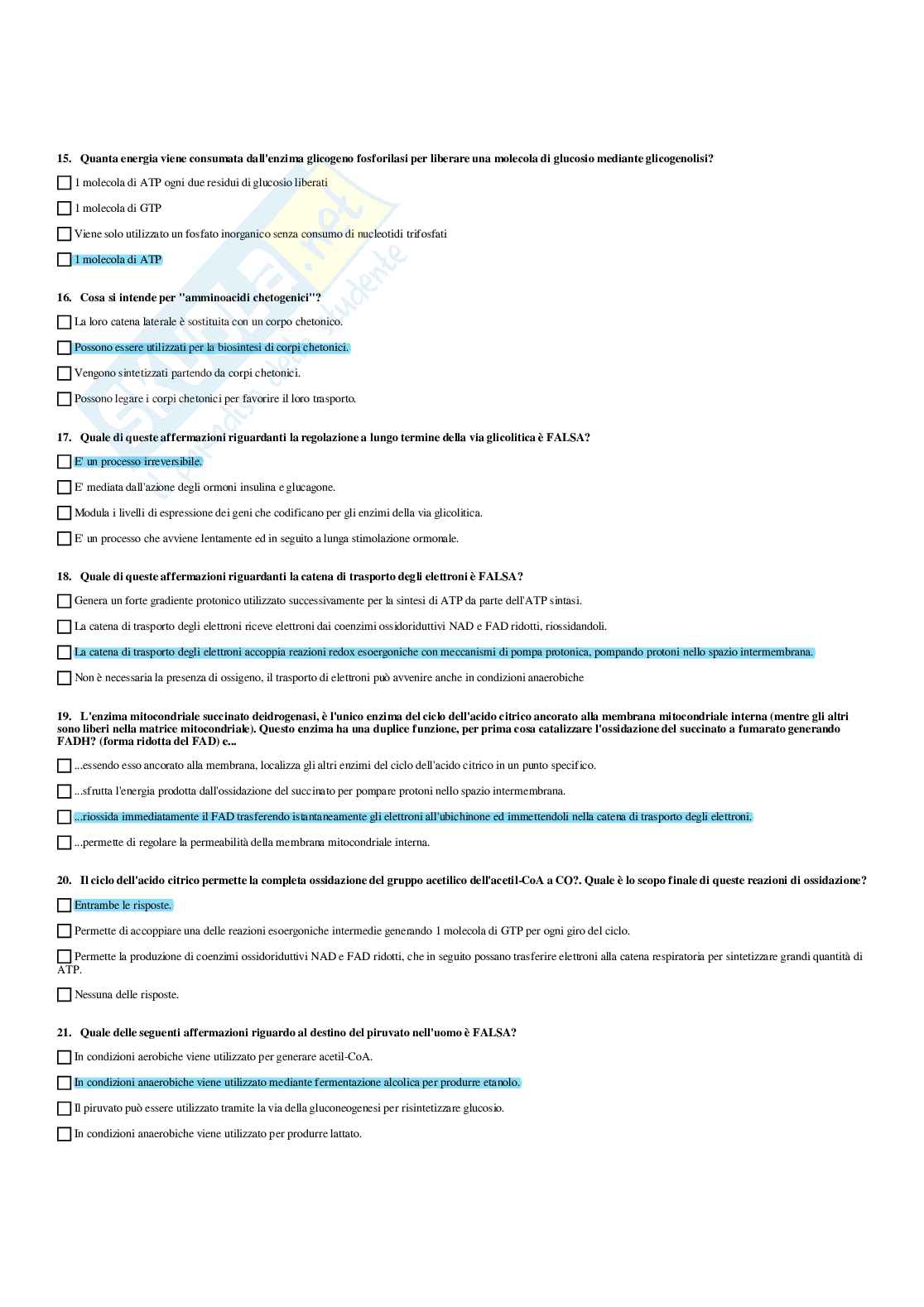 Paniere Fondamenti di biologia e chimica (2026) - Risposte multiple corrette Pag. 81