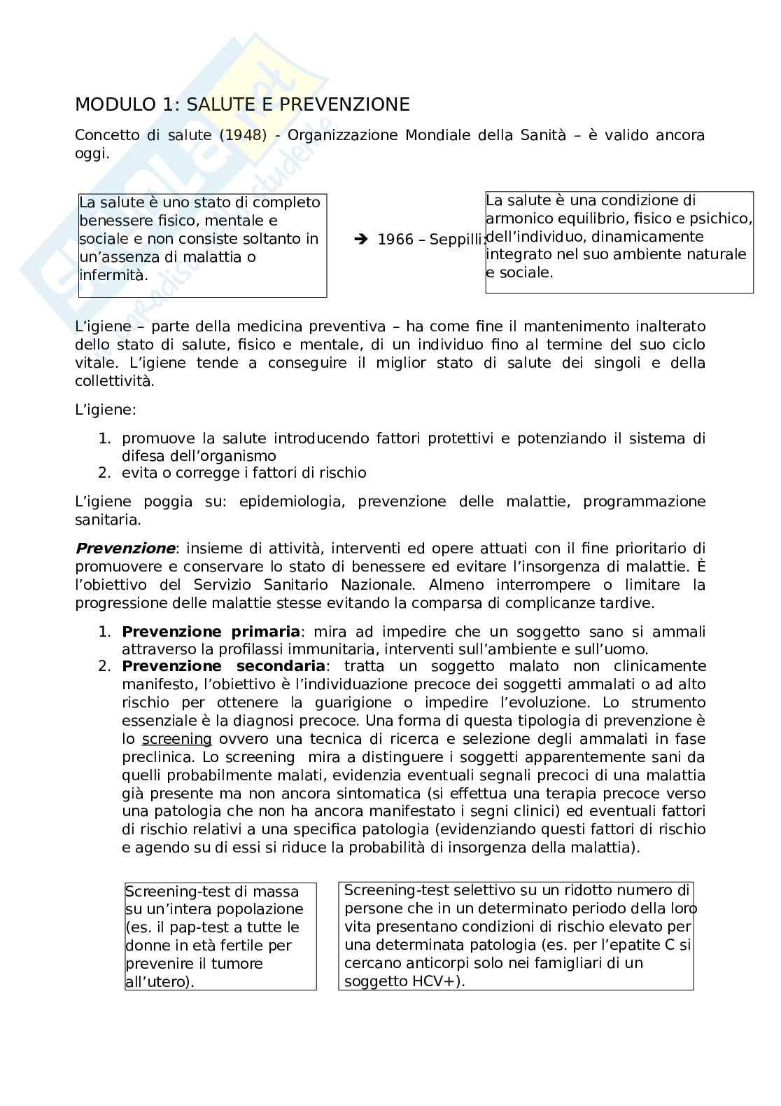 Appunti 1-14 Igiene generale e applicata  Pag. 1