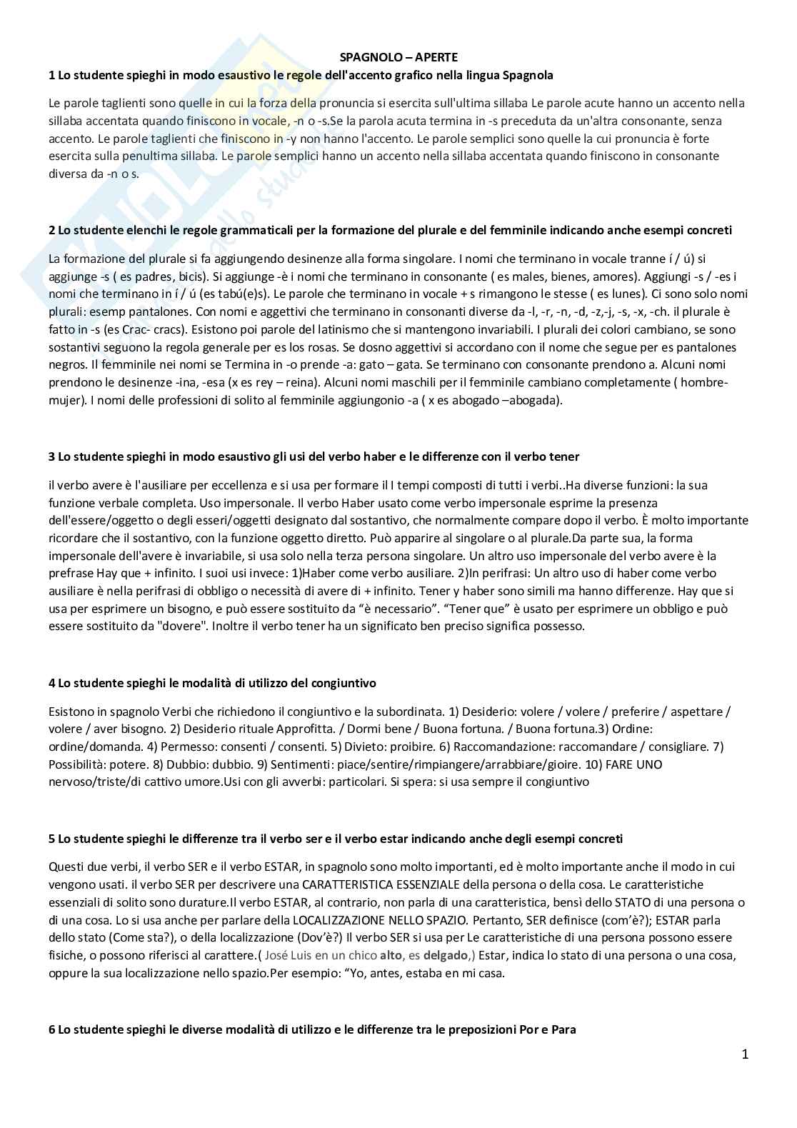 Paniere Lingua spagnola  - Risposte aperte - aggiornato (2026) Pag. 2