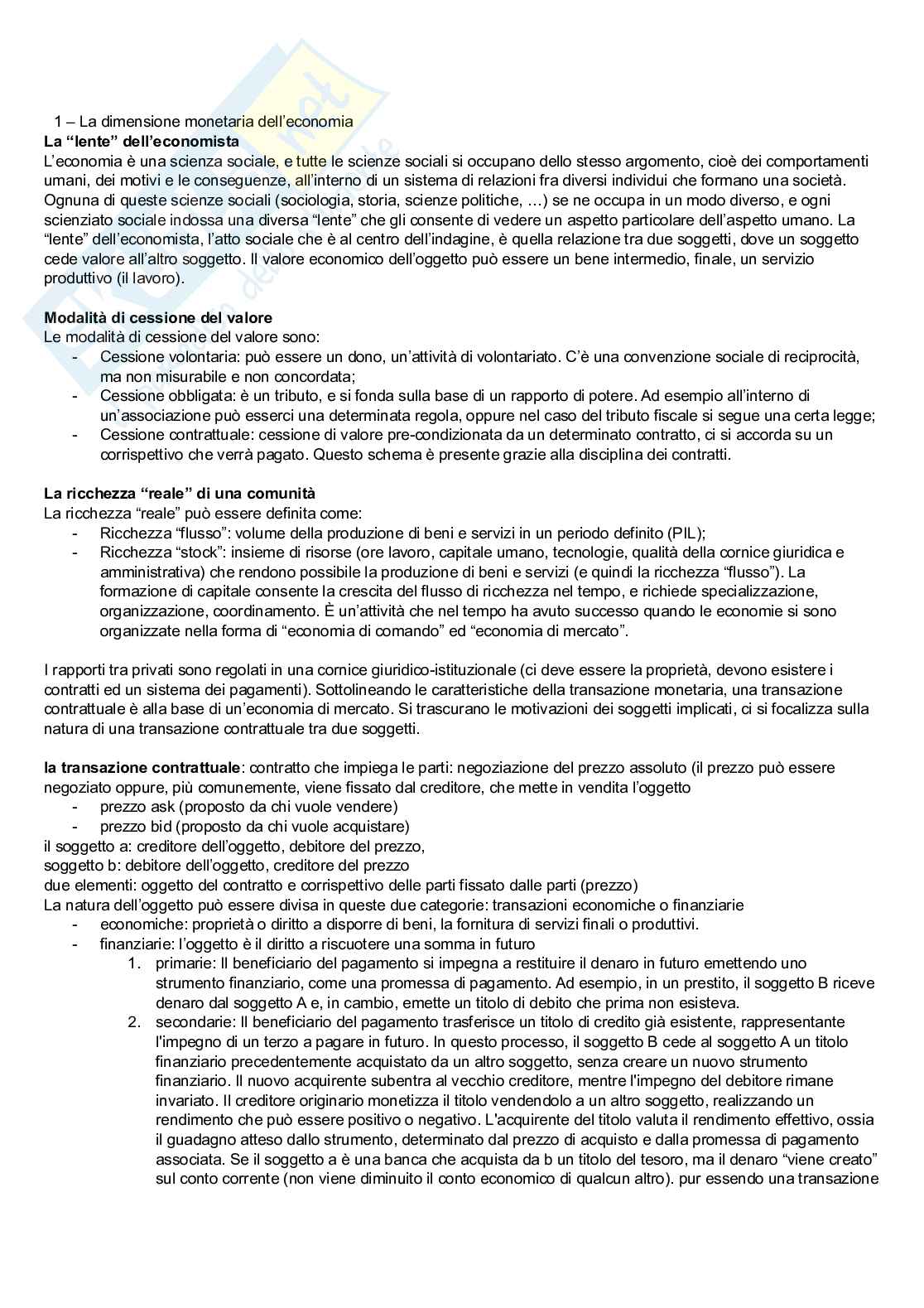 Appunti di Economia monetaria Pag. 1