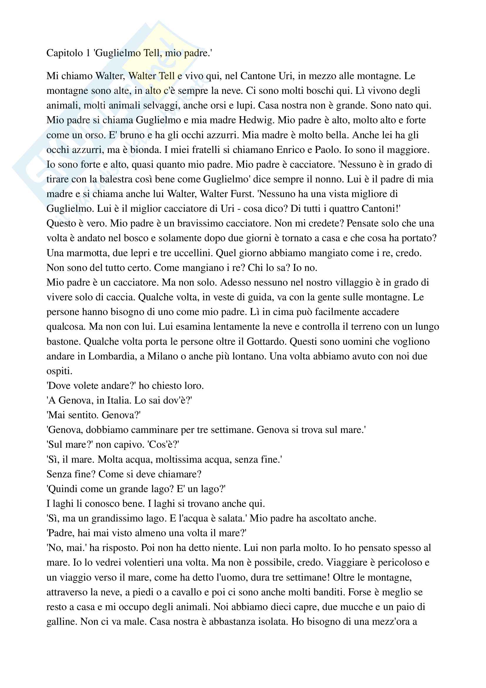 Riassunto esame Tedesco I,  prof. Pestarino, libro consigliato Wilhelm Tell, Sabine Werner Pag. 1