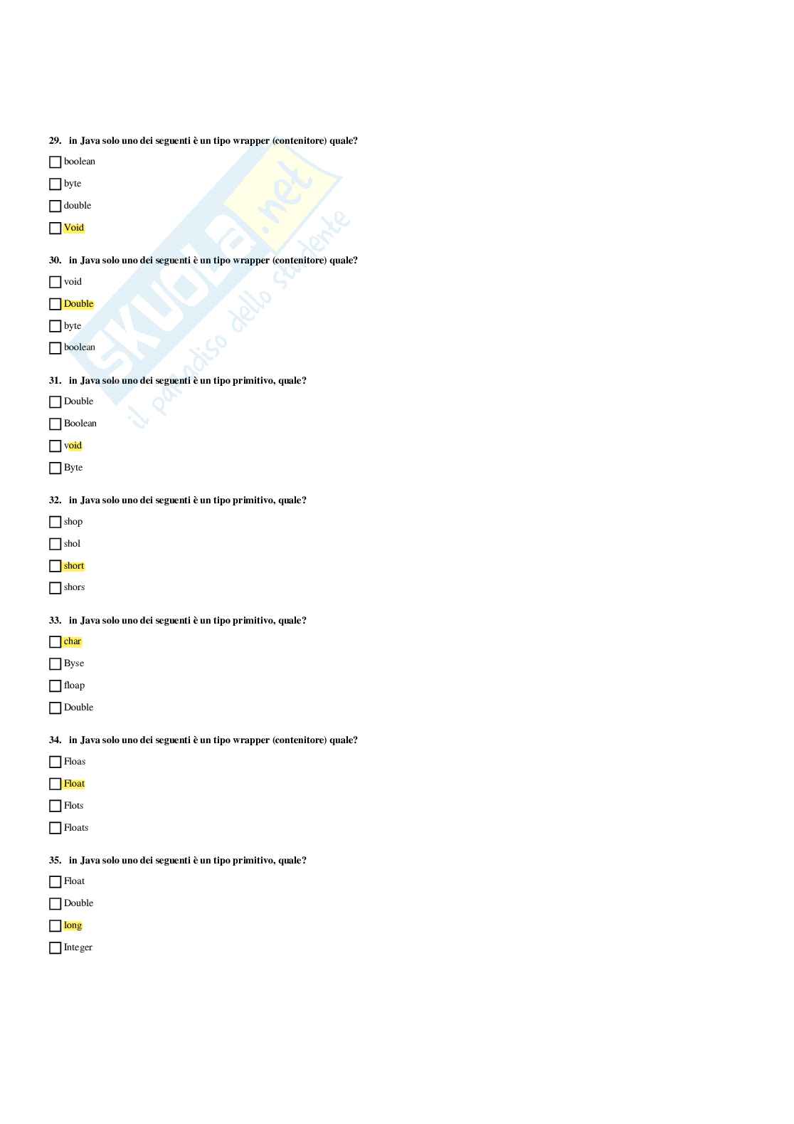 Paniere completo di Linguaggi di programmazione (2025) - Risposte multiple  Pag. 16