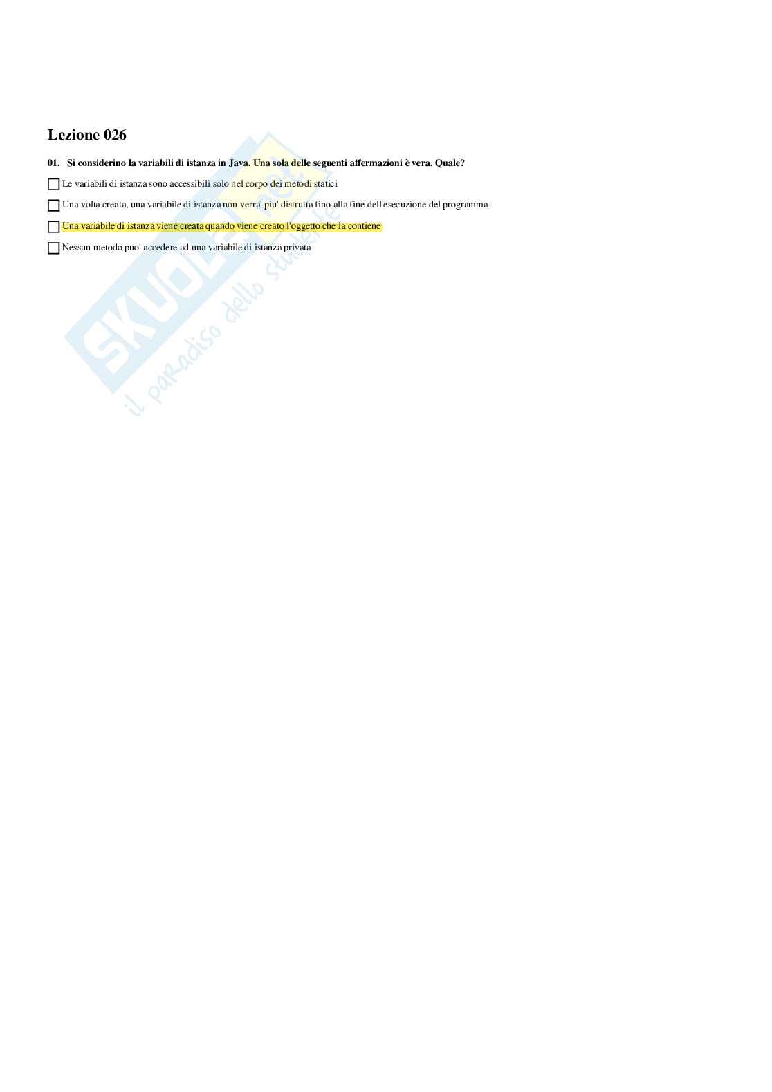 Paniere completo di Linguaggi di programmazione (2025) - Risposte multiple  Pag. 61