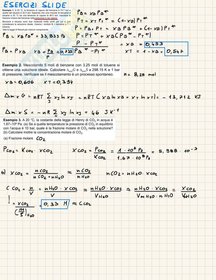 Esercizi sulla base delle slide di Chimica fisica 1  Pag. 1