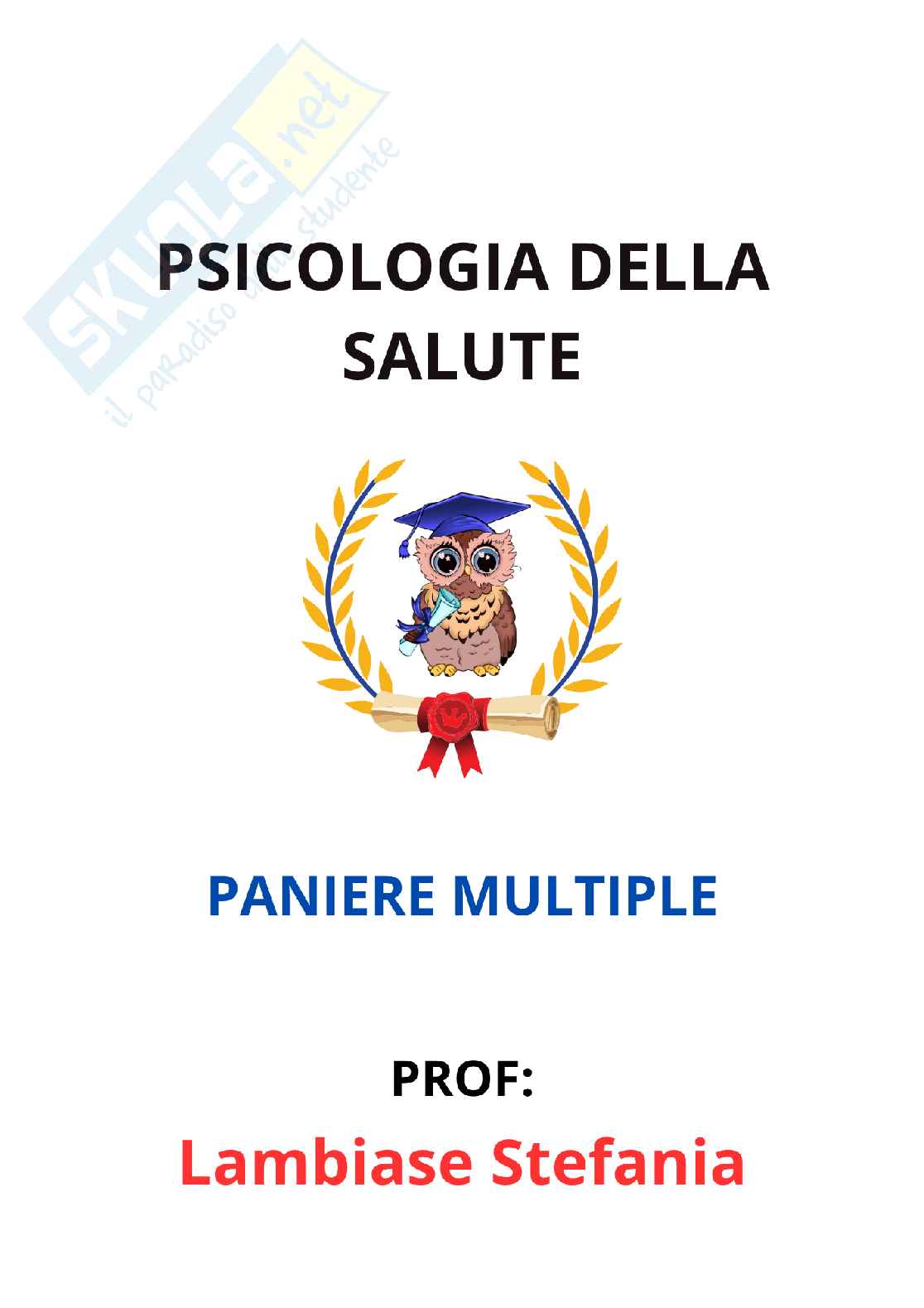 Paniere Psicologia della salute - Risposte multiple - aggiornato (2026) Pag. 1